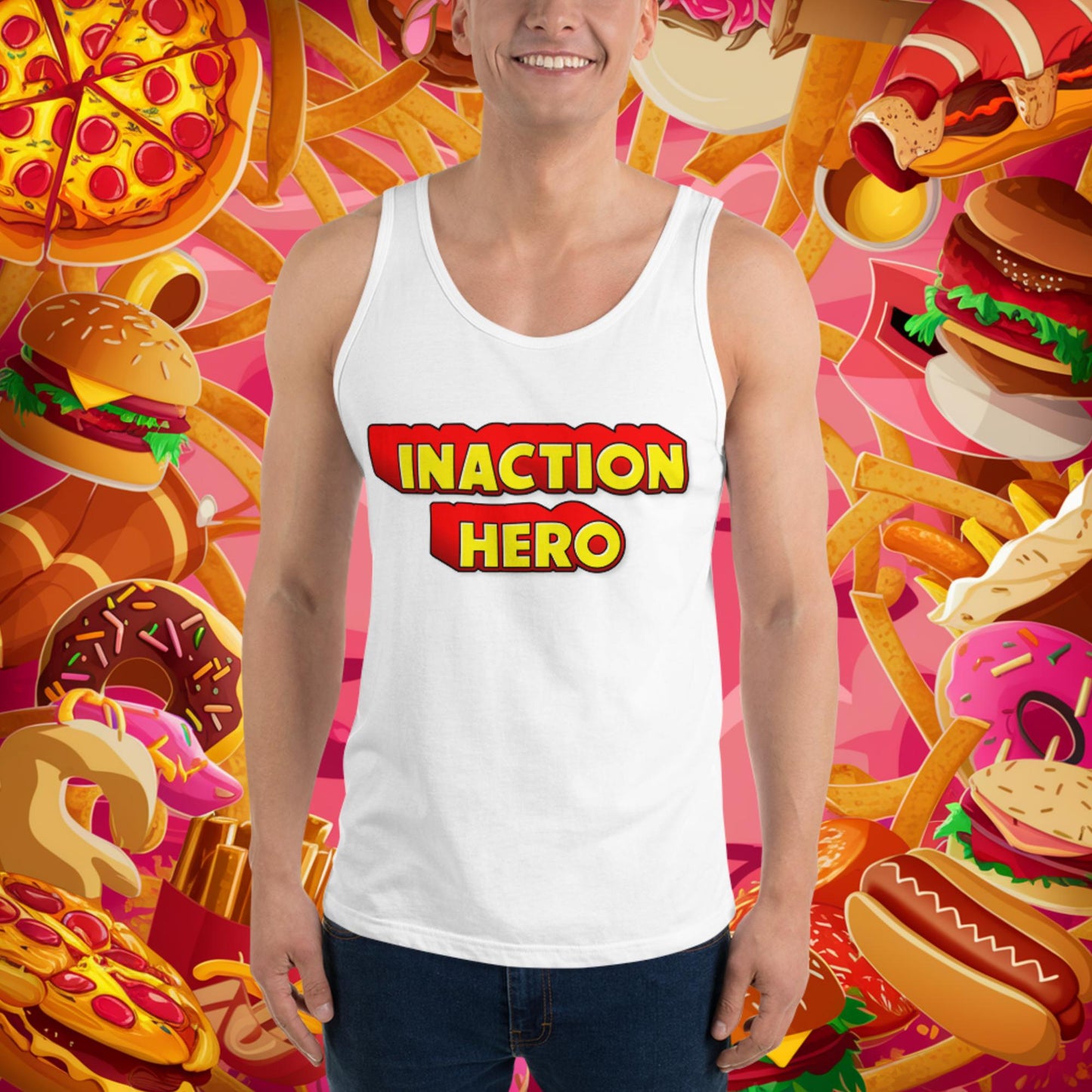 Inaction Hero Tank Top White Tank Tops Superheroes Next Cult Brand