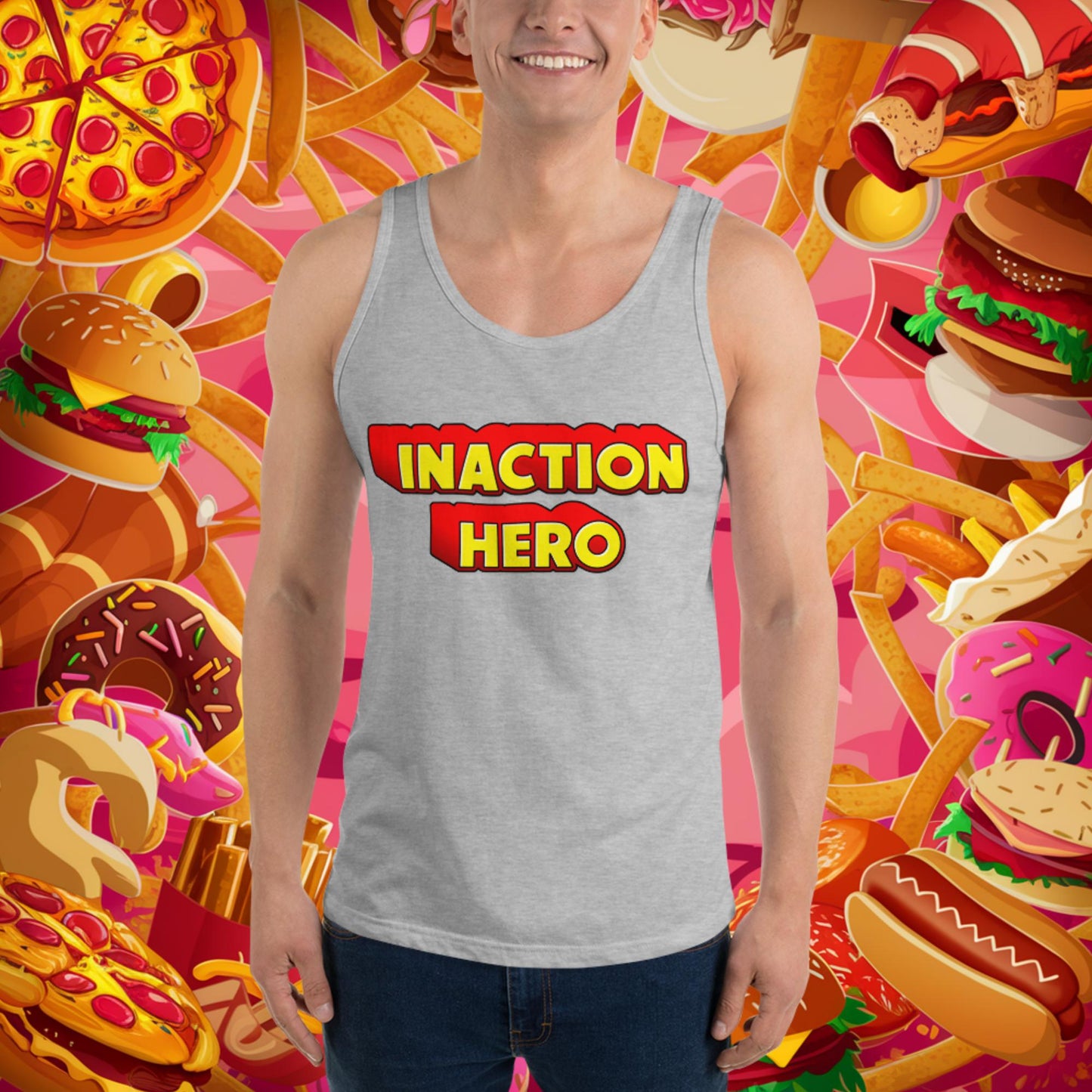 Inaction Hero Tank Top Athletic Heather Tank Tops Superheroes Next Cult Brand