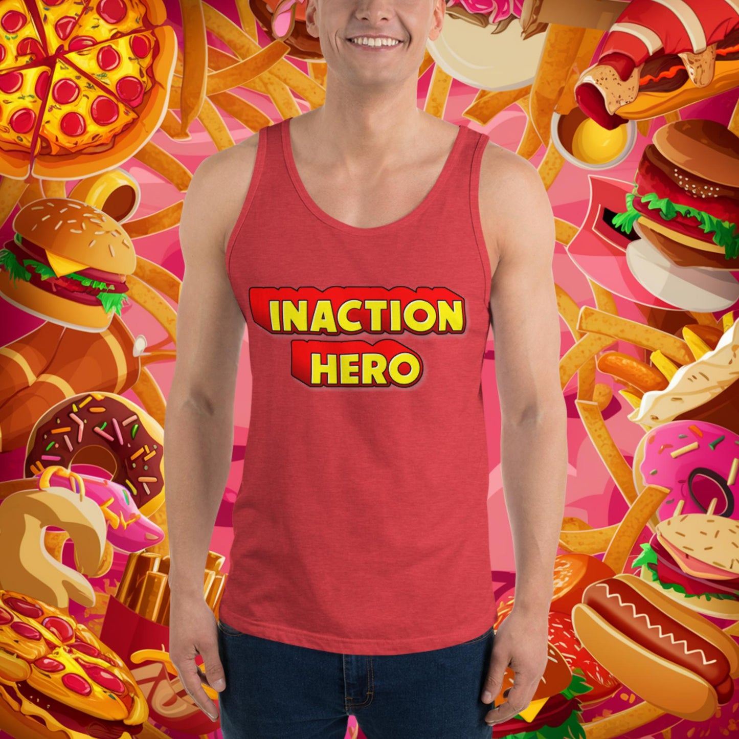 Inaction Hero Tank Top Red Triblend Tank Tops Superheroes Next Cult Brand