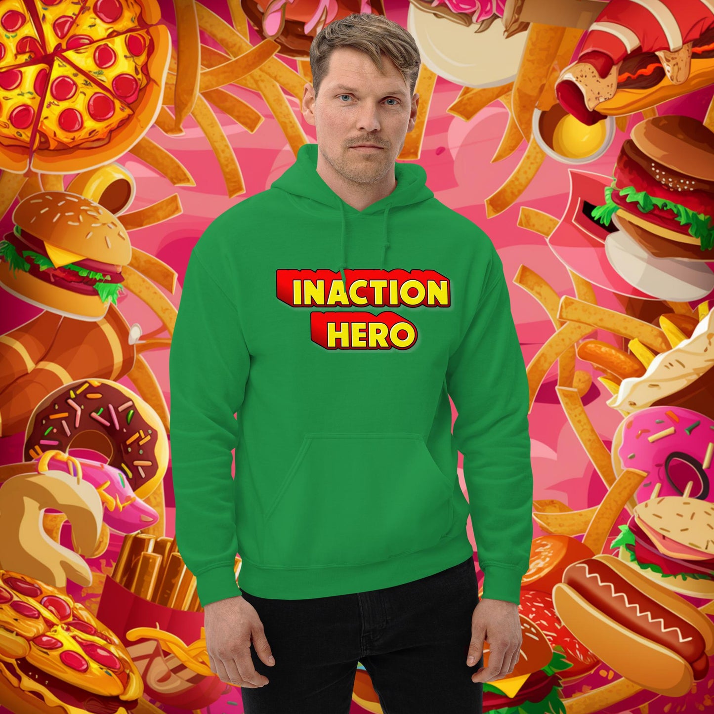 Inaction Hero Unisex Hoodie Irish Green Hoodies Superheroes Next Cult Brand