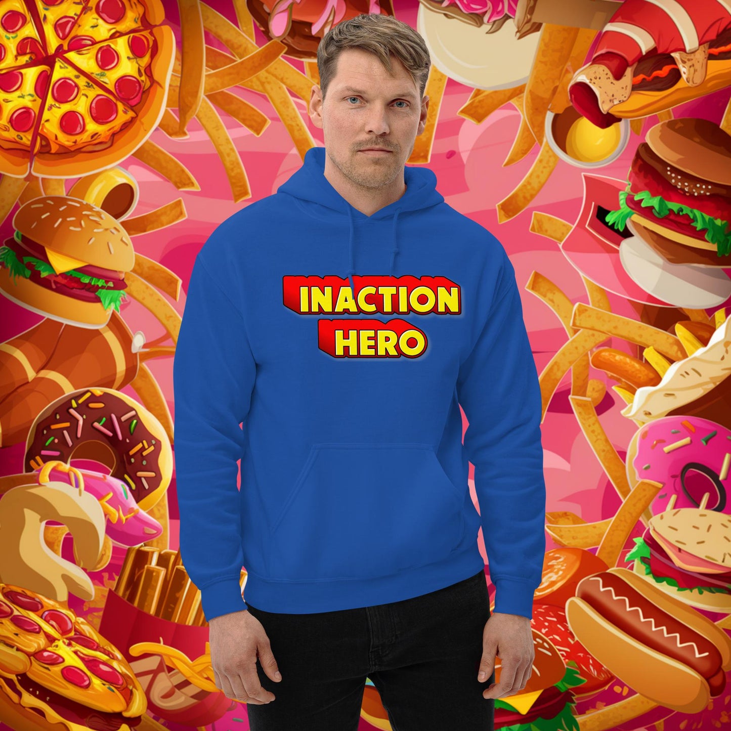 Inaction Hero Unisex Hoodie Royal Hoodies Superheroes Next Cult Brand