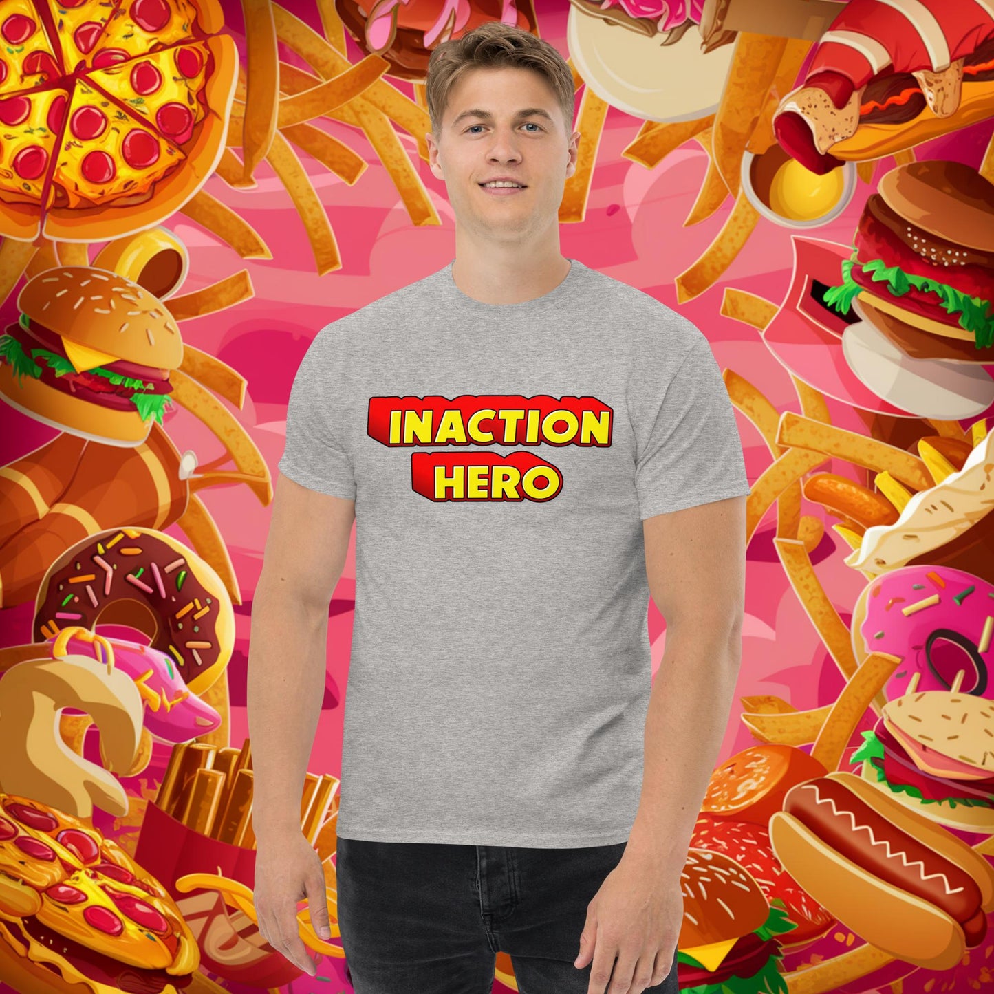 Inaction Hero Unisex tee Sport Grey T-shirts Superheroes Next Cult Brand