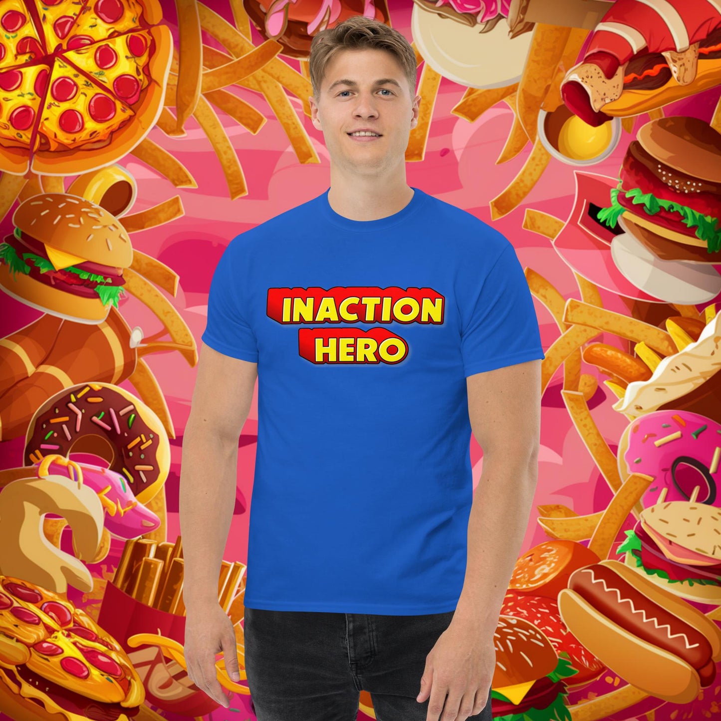 Inaction Hero Unisex tee Royal T-shirts Superheroes Next Cult Brand