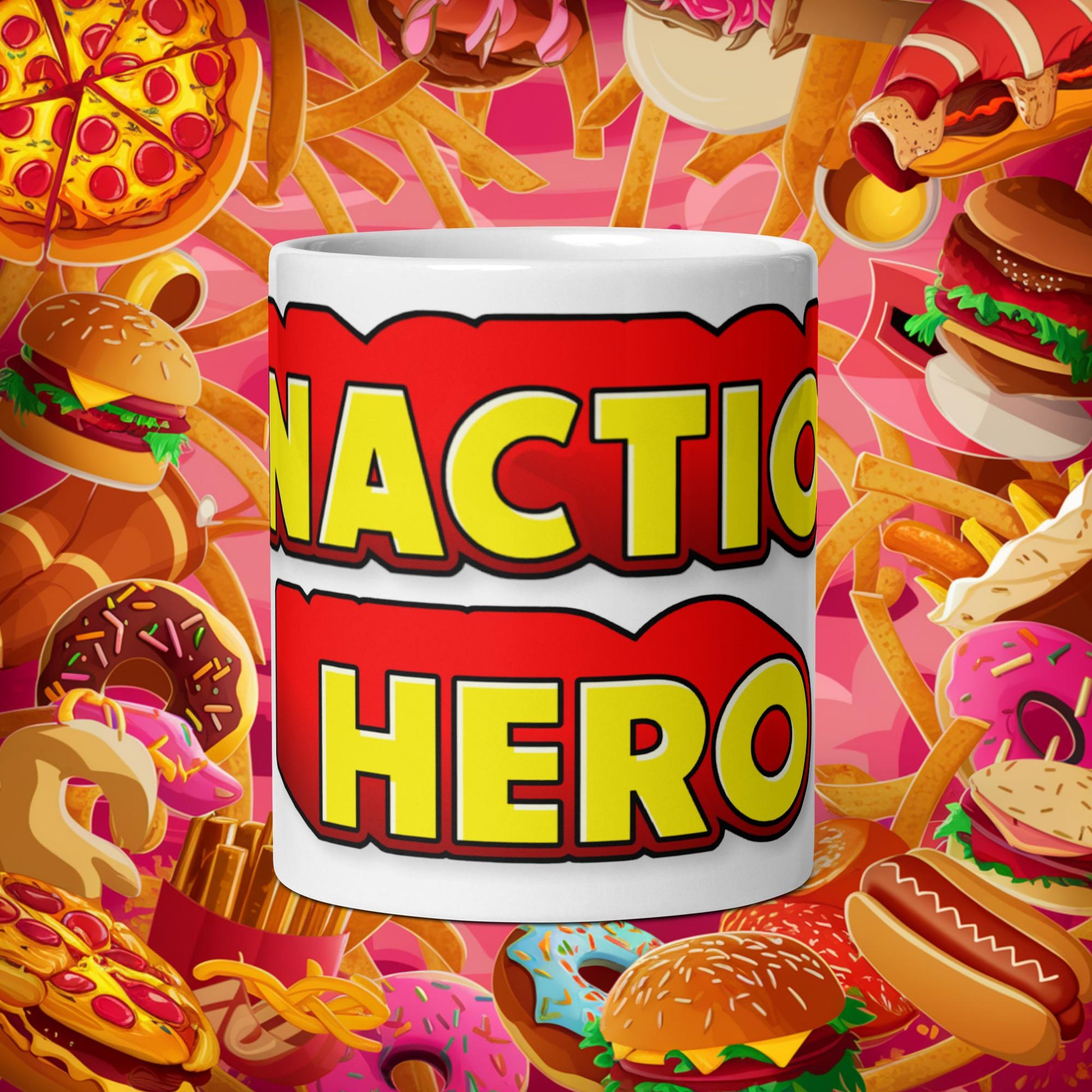 Inaction Hero White glossy mug Default Title Mugs Superheroes Next Cult Brand