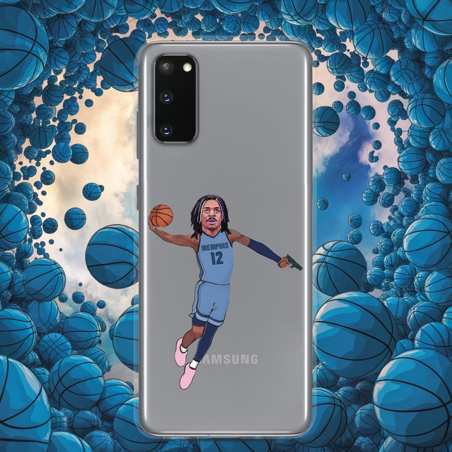 Ja Morant Gun Suspension Memphis Grizzlies NBA Clear Case for Samsung Samsung Galaxy S20 Mobile Phone Cases Basketball Ja Morant Memphis Grizzlies NBA Next Cult Brand