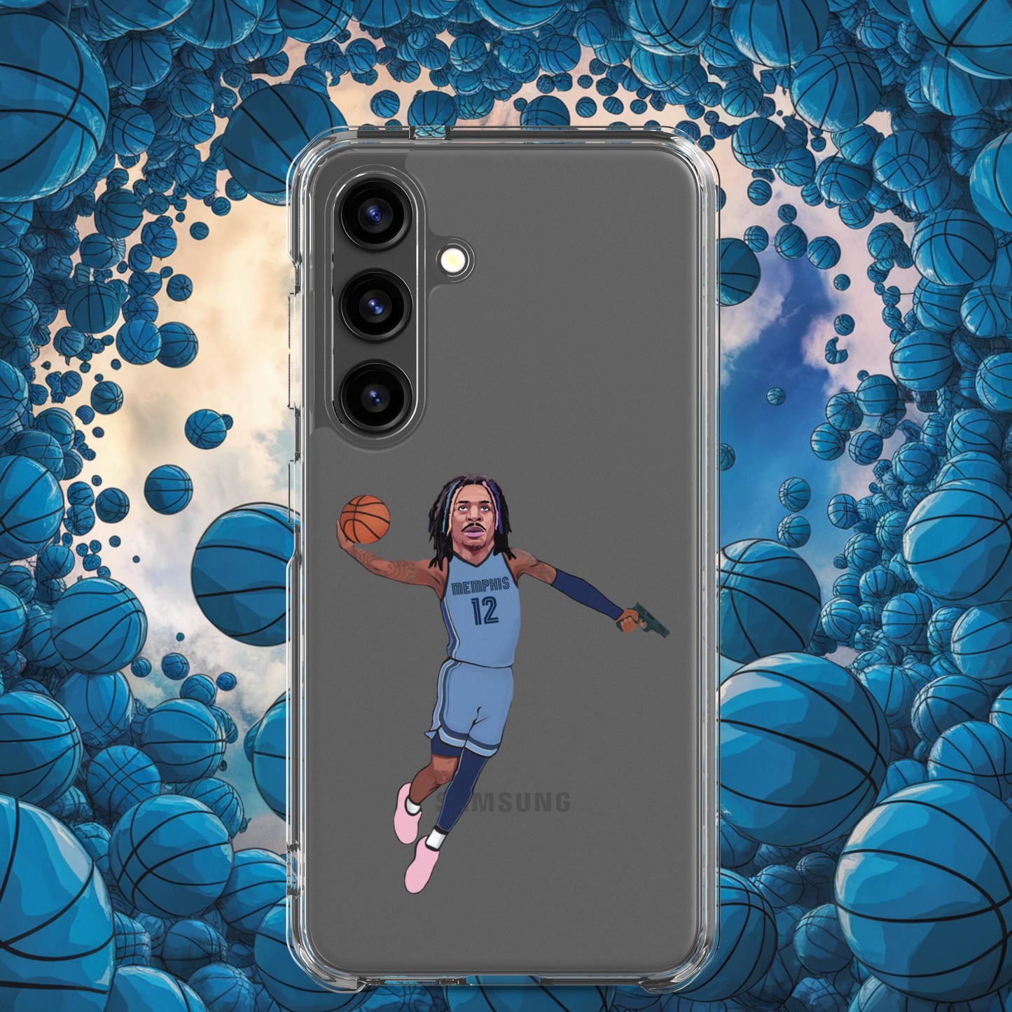 Ja Morant Gun Suspension Memphis Grizzlies NBA Clear Case for Samsung Samsung Galaxy S24 Mobile Phone Cases Basketball Ja Morant Memphis Grizzlies NBA Next Cult Brand
