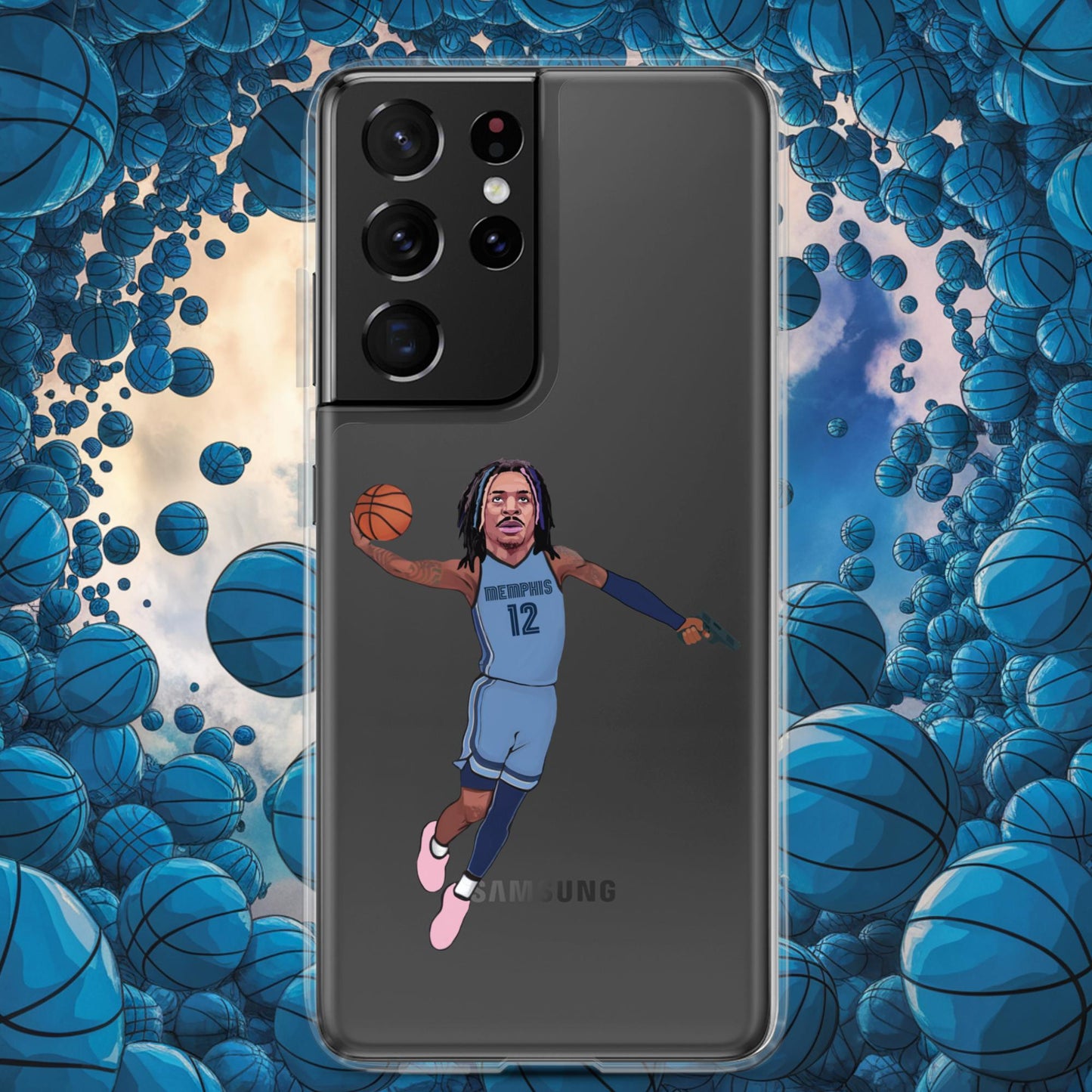 Ja Morant Gun Suspension Memphis Grizzlies NBA Clear Case for Samsung Samsung Galaxy S21 Ultra Mobile Phone Cases Basketball Ja Morant Memphis Grizzlies NBA Next Cult Brand