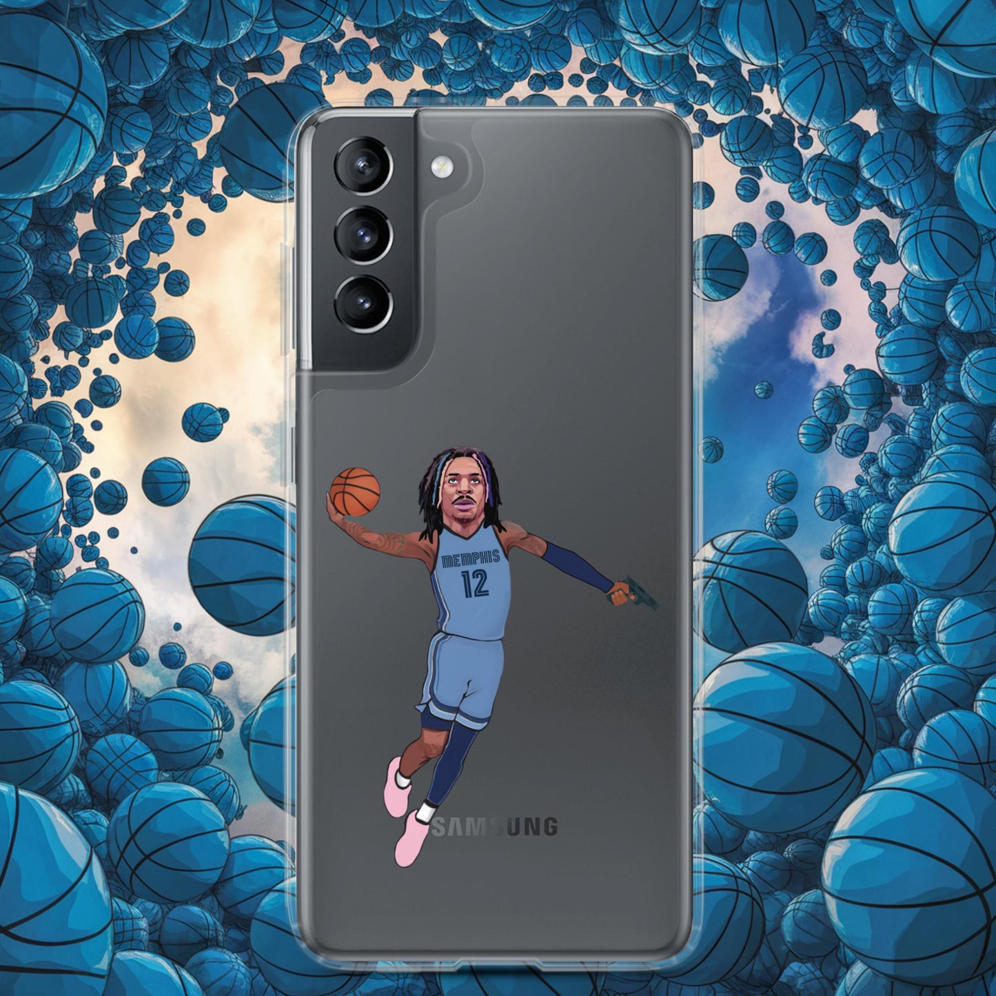 Ja Morant Gun Suspension Memphis Grizzlies NBA Clear Case for Samsung Samsung Galaxy S21 Mobile Phone Cases Basketball Ja Morant Memphis Grizzlies NBA Next Cult Brand