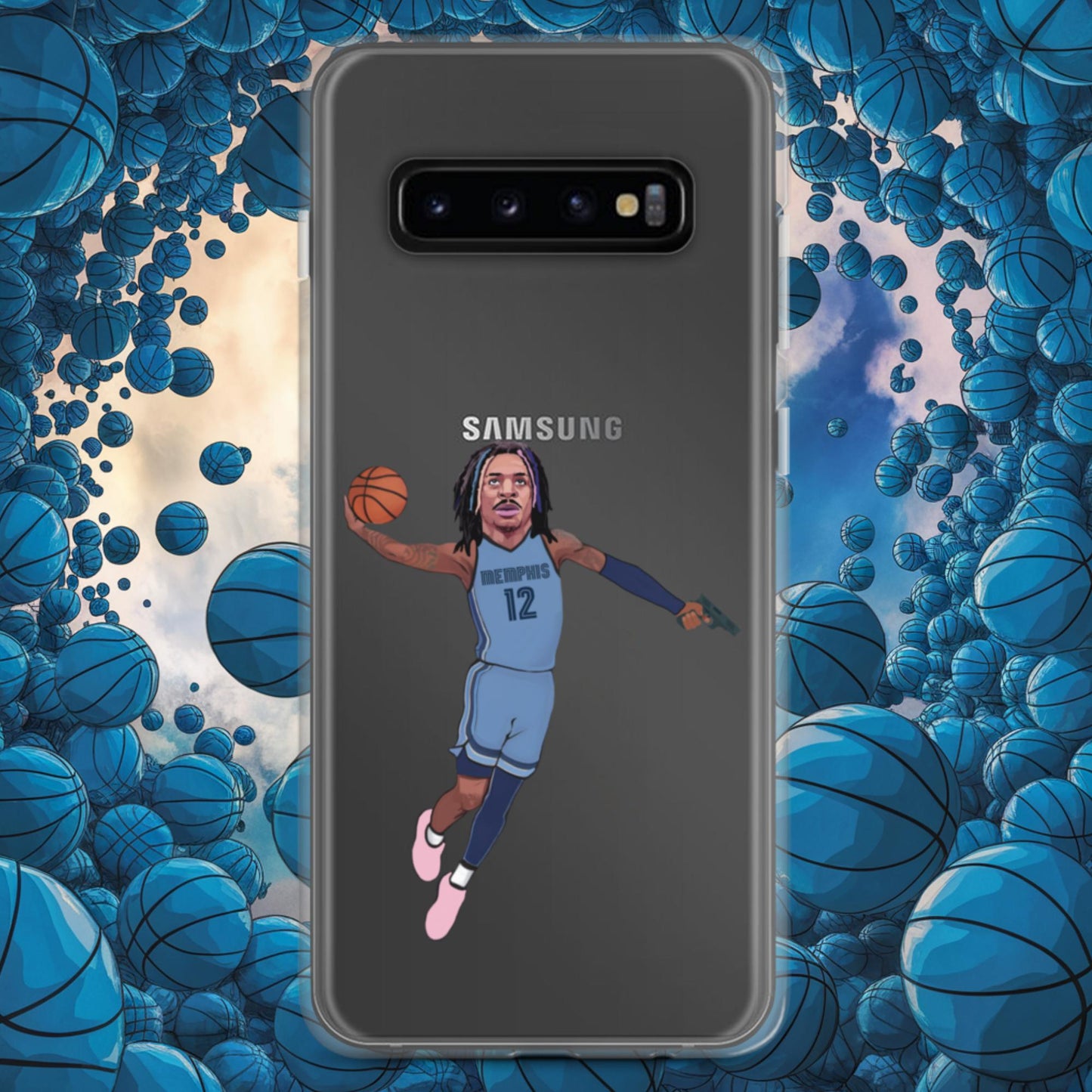 Ja Morant Gun Suspension Memphis Grizzlies NBA Clear Case for Samsung Samsung Galaxy S10+ Mobile Phone Cases Basketball Ja Morant Memphis Grizzlies NBA Next Cult Brand