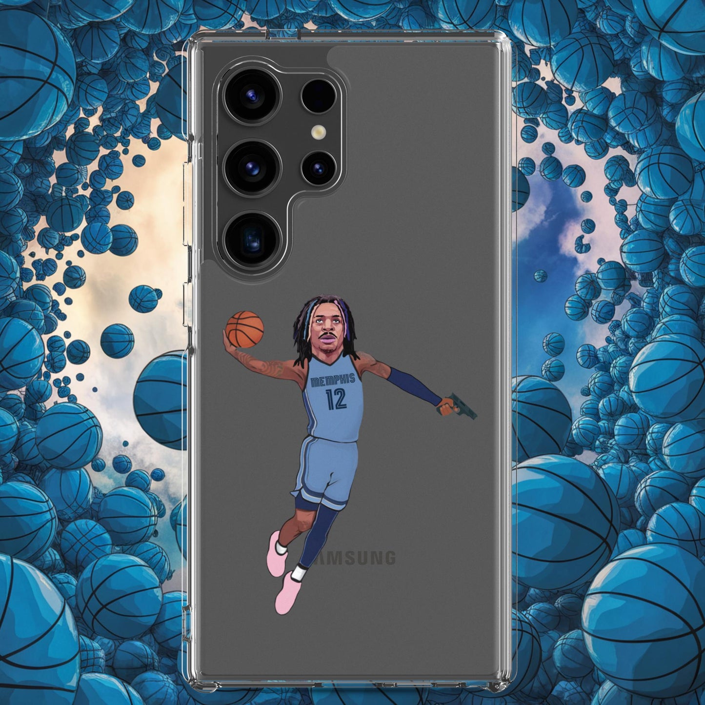 Ja Morant Gun Suspension Memphis Grizzlies NBA Clear Case for Samsung Samsung Galaxy S24 Ultra Mobile Phone Cases Basketball Ja Morant Memphis Grizzlies NBA Next Cult Brand