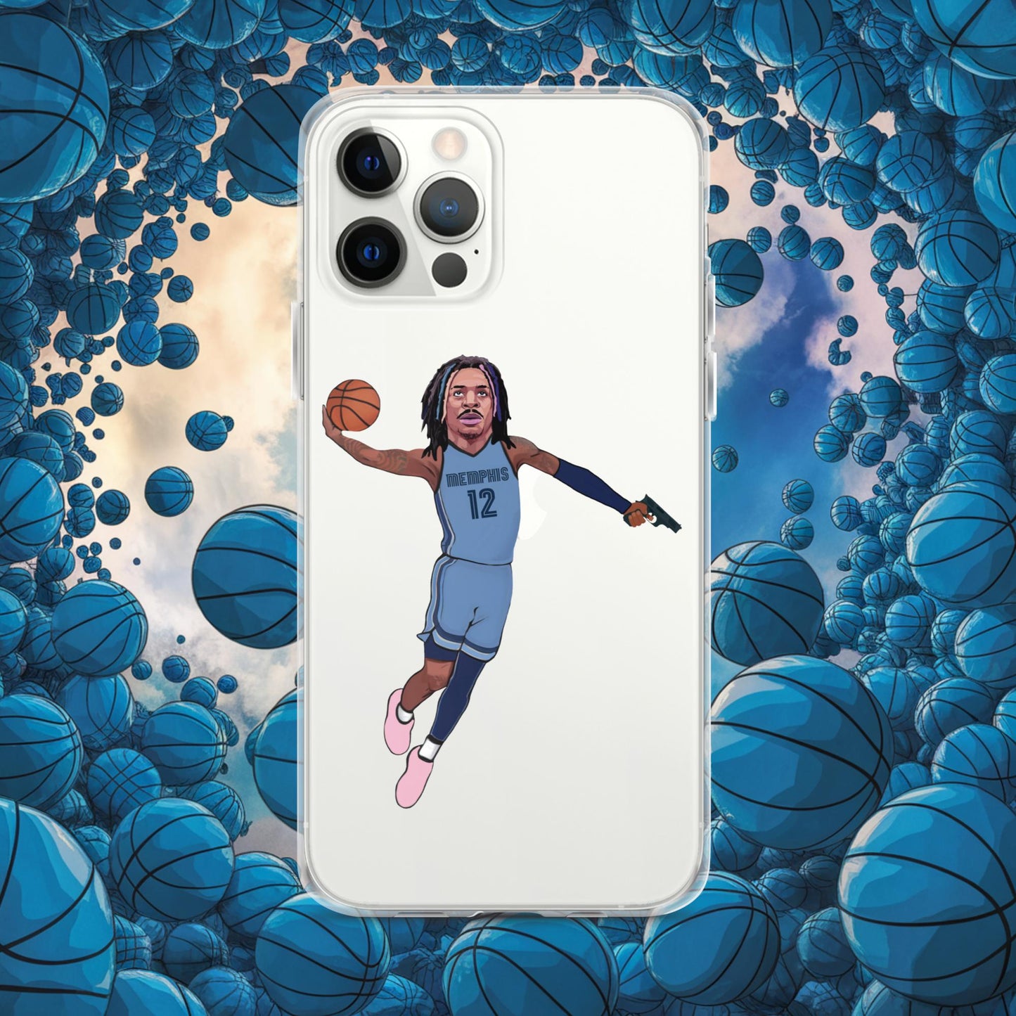 Ja Morant Gun Suspension Memphis Grizzlies NBA Clear Case for iPhone iPhone 12 Pro Max Mobile Phone Cases Basketball Ja Morant Memphis Grizzlies NBA Next Cult Brand