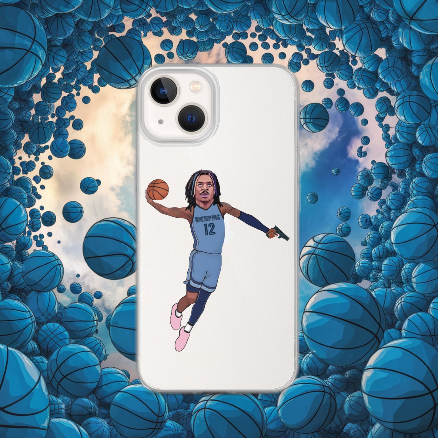 Ja Morant Gun Suspension Memphis Grizzlies NBA Clear Case for iPhone iPhone 13 Mobile Phone Cases Basketball Ja Morant Memphis Grizzlies NBA Next Cult Brand