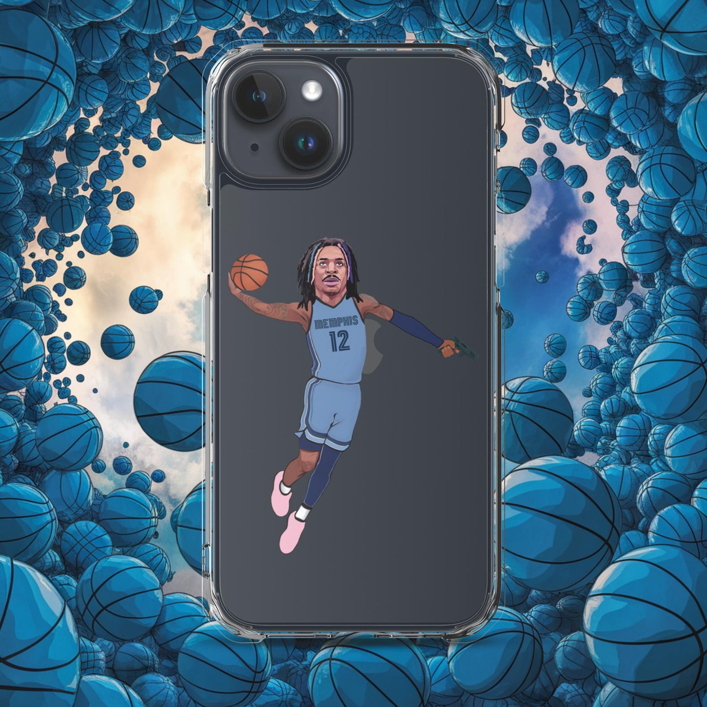 Ja Morant Gun Suspension Memphis Grizzlies NBA Clear Case for iPhone iPhone 15 Plus Mobile Phone Cases Basketball Ja Morant Memphis Grizzlies NBA Next Cult Brand
