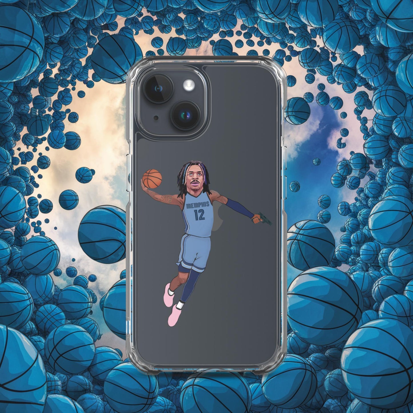 Ja Morant Gun Suspension Memphis Grizzlies NBA Clear Case for iPhone iPhone 15 Mobile Phone Cases Basketball Ja Morant Memphis Grizzlies NBA Next Cult Brand
