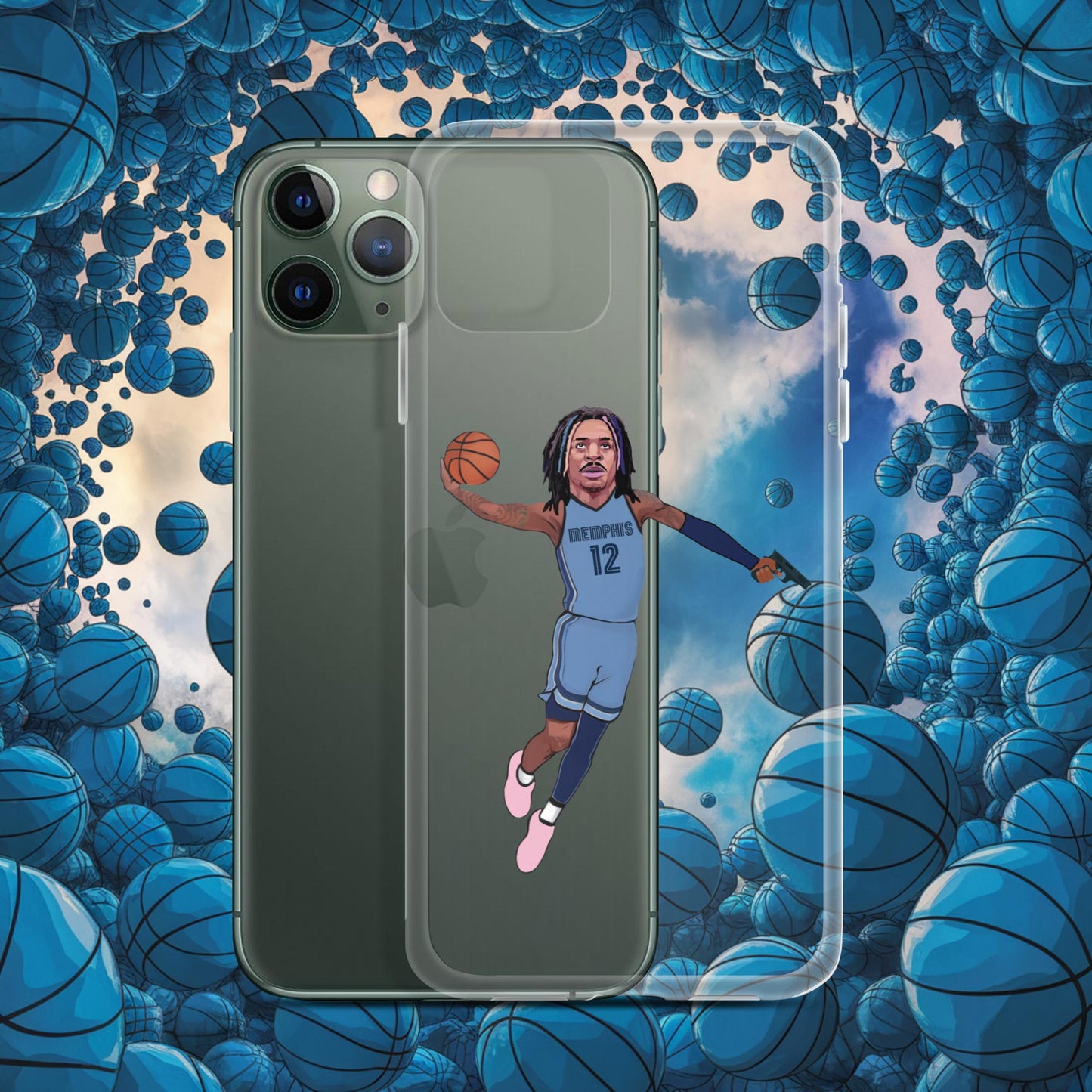 Ja Morant Gun Suspension Memphis Grizzlies NBA Clear Case for iPhone iPhone 11 Pro Mobile Phone Cases Basketball Ja Morant Memphis Grizzlies NBA Next Cult Brand