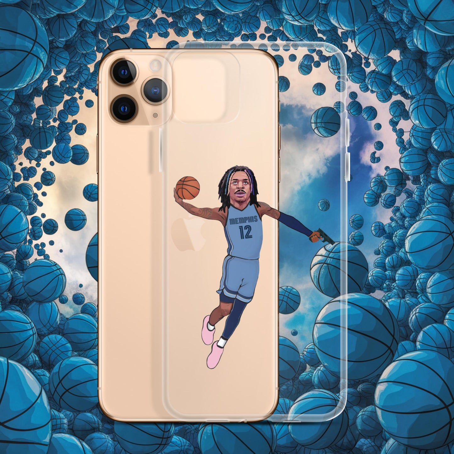Ja Morant Gun Suspension Memphis Grizzlies NBA Clear Case for iPhone iPhone 11 Pro Max Mobile Phone Cases Basketball Ja Morant Memphis Grizzlies NBA Next Cult Brand