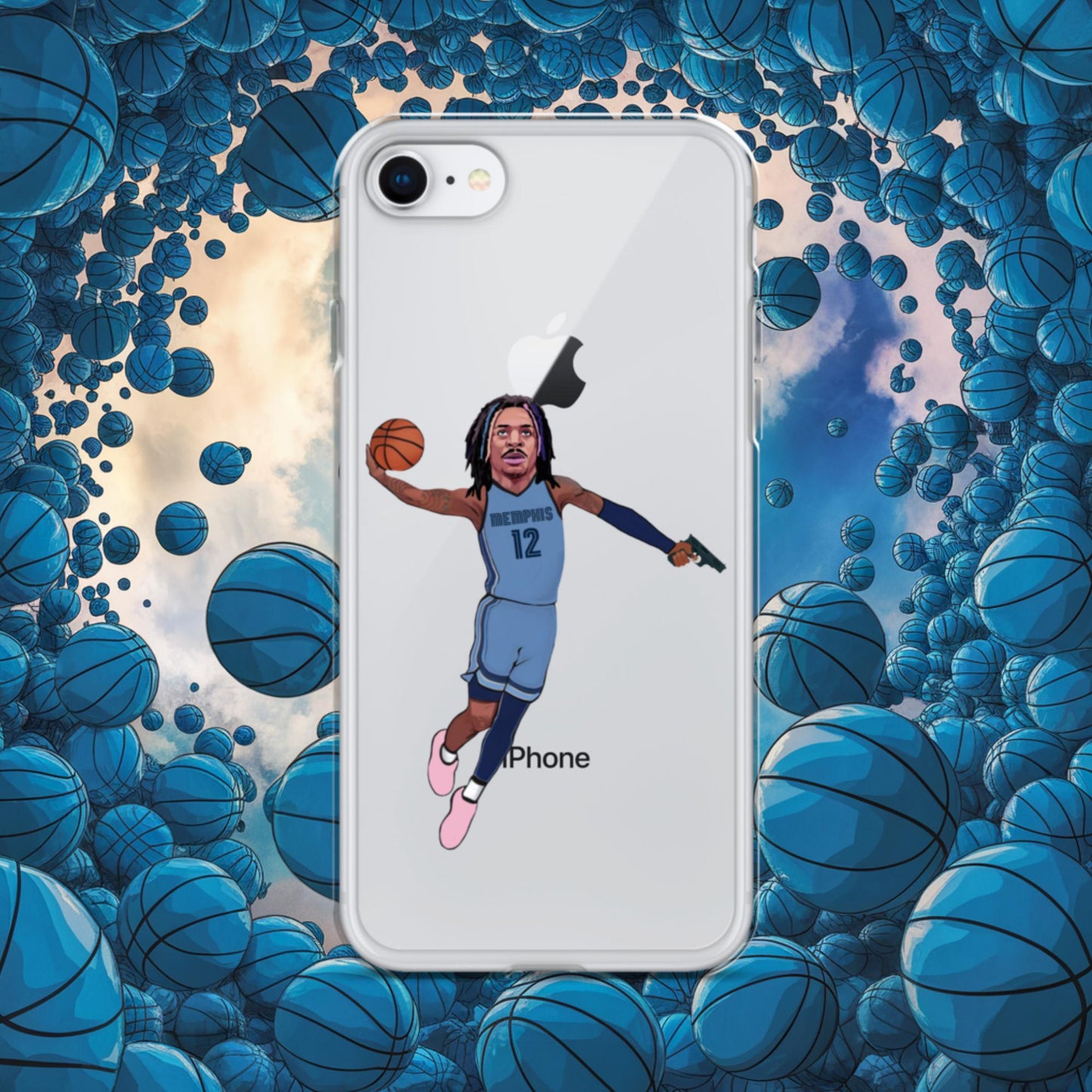 Ja Morant Gun Suspension Memphis Grizzlies NBA Clear Case for iPhone iPhone 7 8 Mobile Phone Cases Basketball Ja Morant Memphis Grizzlies NBA Next Cult Brand
