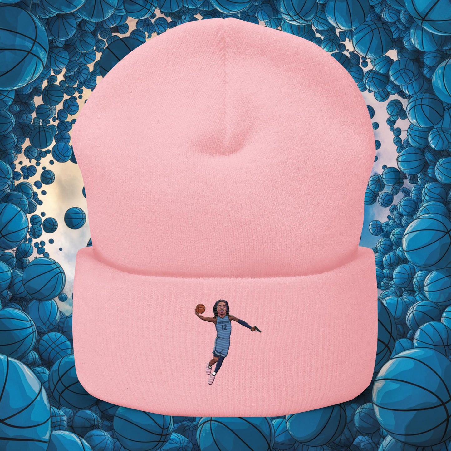 Ja Morant Gun Suspension Memphis Grizzlies NBA Cuffed Beanie Baby Pink Hats Basketball Ja Morant Memphis Grizzlies NBA Next Cult Brand