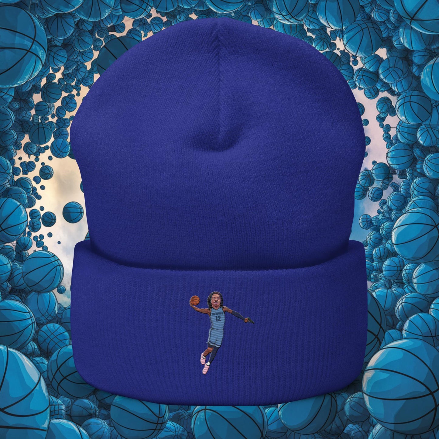 Ja Morant Gun Suspension Memphis Grizzlies NBA Cuffed Beanie Royal Hats Basketball Ja Morant Memphis Grizzlies NBA Next Cult Brand