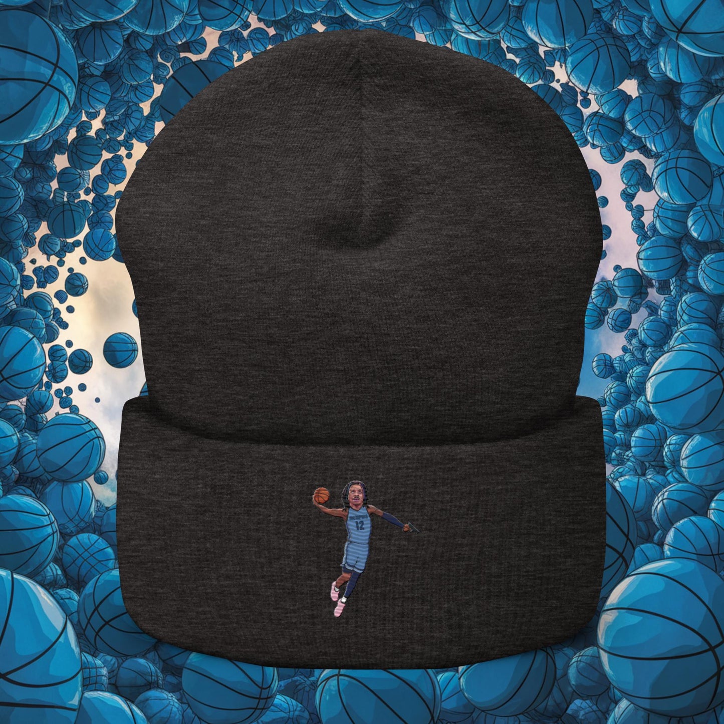 Ja Morant Gun Suspension Memphis Grizzlies NBA Cuffed Beanie Dark Grey Hats Basketball Ja Morant Memphis Grizzlies NBA Next Cult Brand