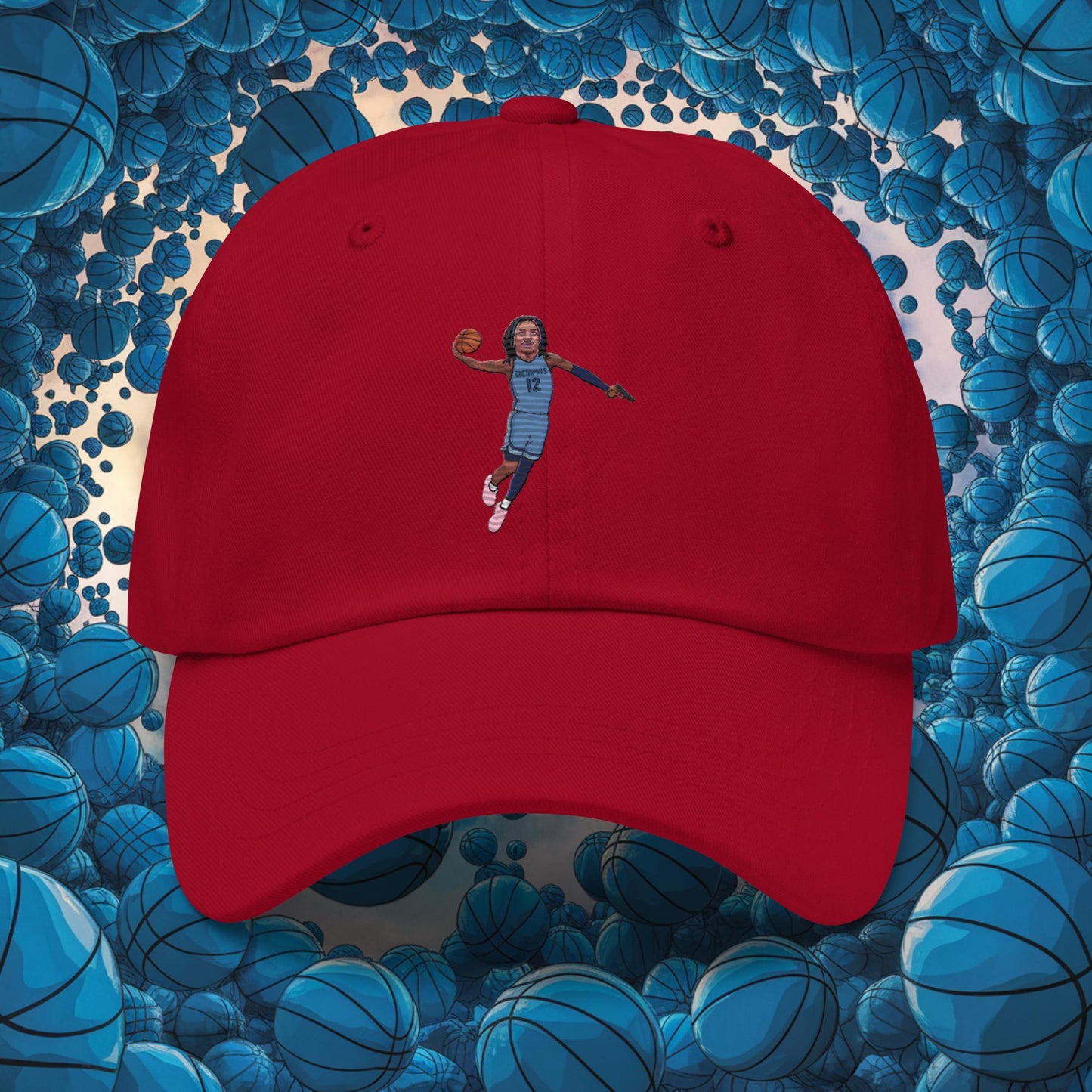Ja Morant Gun Suspension Memphis Grizzlies NBA Dad hat Cranberry Hats Basketball Ja Morant Memphis Grizzlies NBA Next Cult Brand