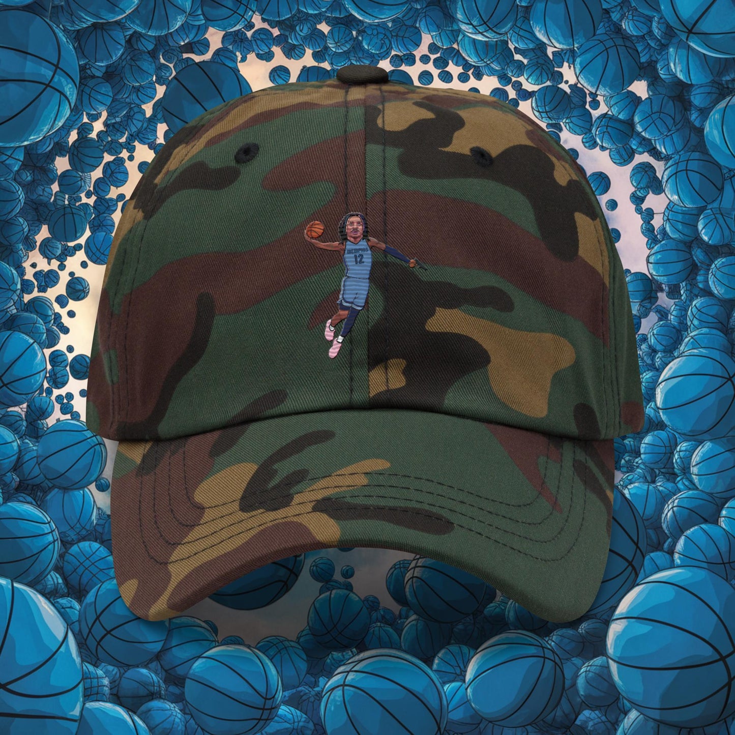 Ja Morant Gun Suspension Memphis Grizzlies NBA Dad hat Green Camo Hats Basketball Ja Morant Memphis Grizzlies NBA Next Cult Brand
