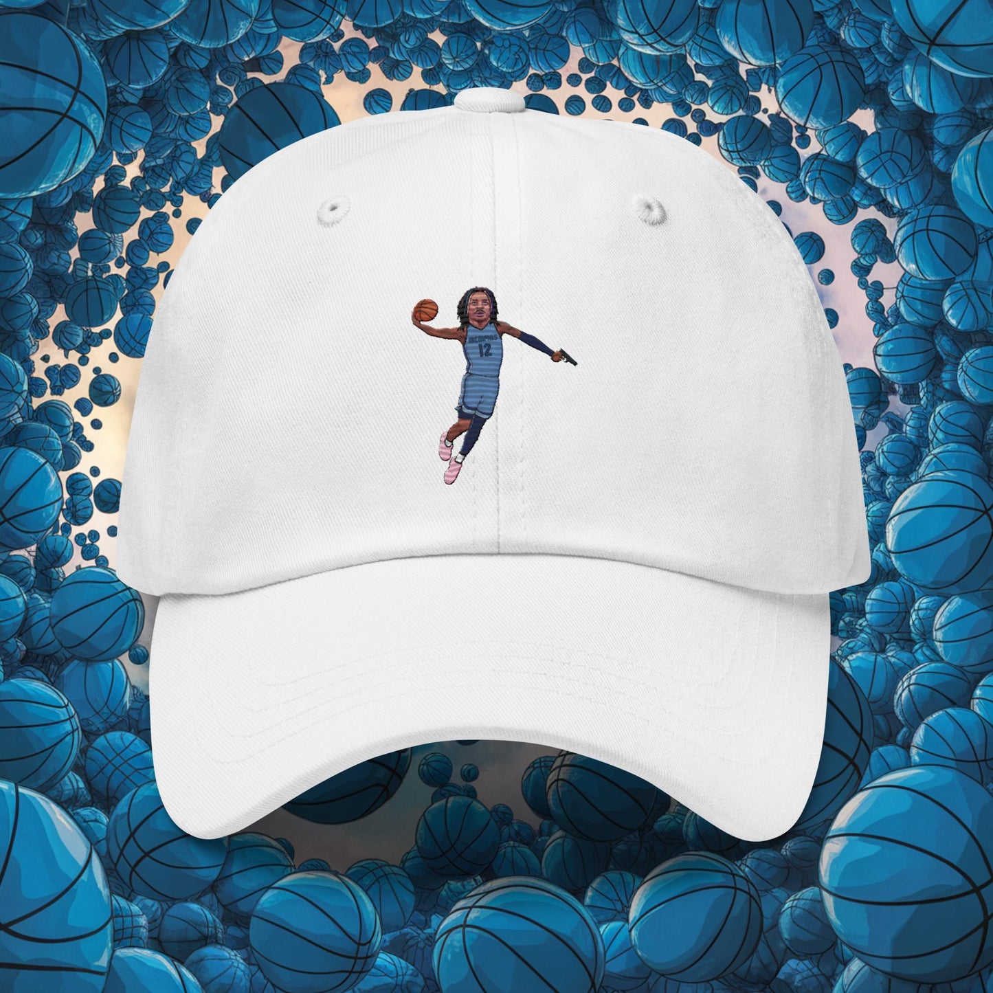 Ja Morant Gun Suspension Memphis Grizzlies NBA Dad hat White Hats Basketball Ja Morant Memphis Grizzlies NBA Next Cult Brand