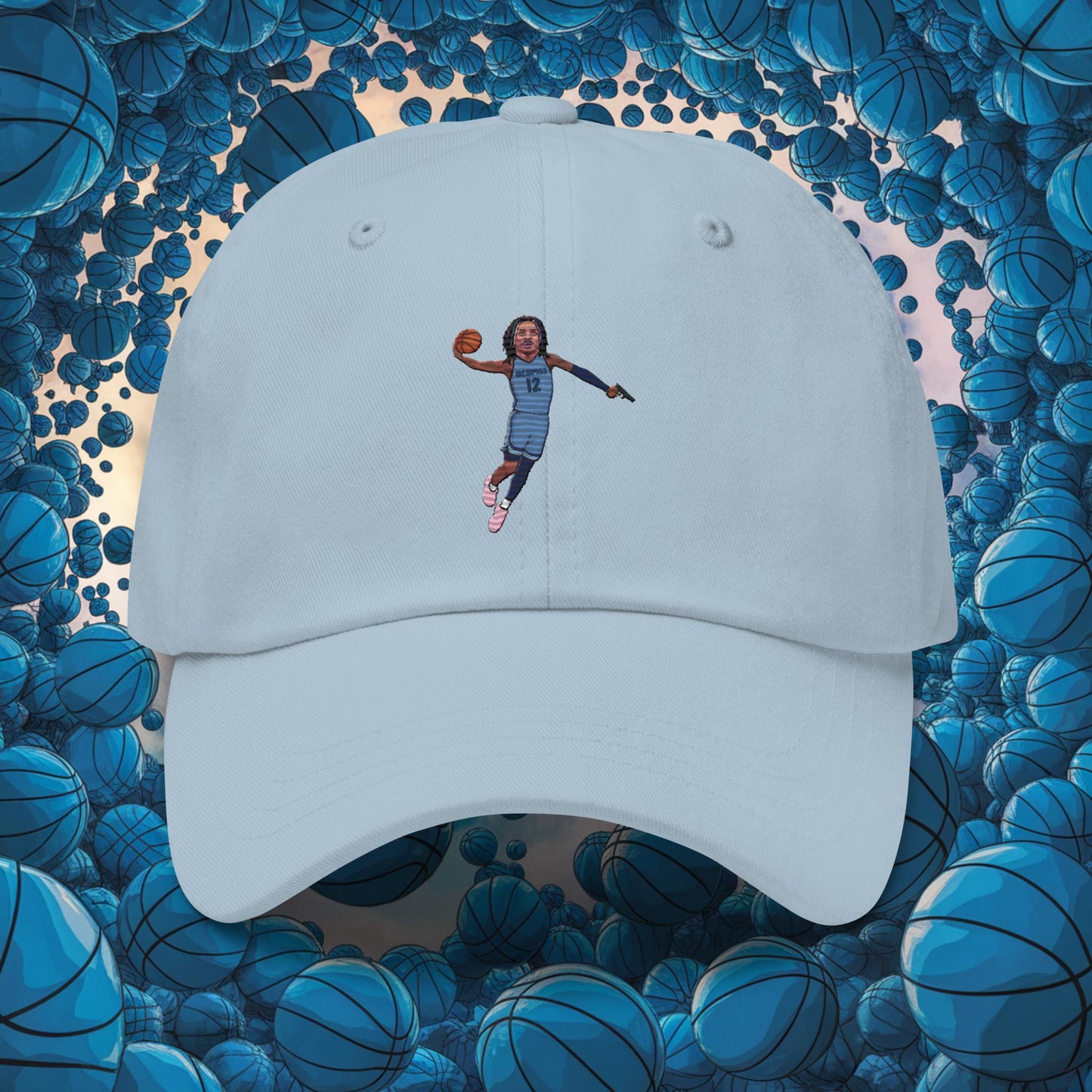 Ja Morant Gun Suspension Memphis Grizzlies NBA Dad hat Light Blue Hats Basketball Ja Morant Memphis Grizzlies NBA Next Cult Brand
