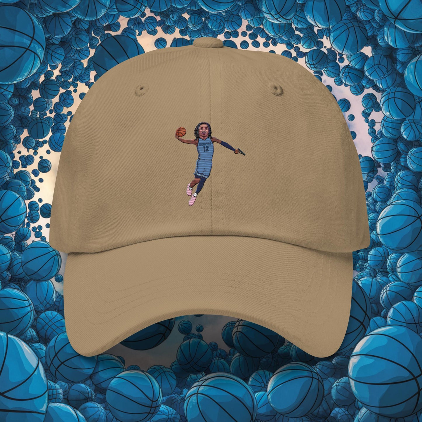 Ja Morant Gun Suspension Memphis Grizzlies NBA Dad hat Khaki Hats Basketball Ja Morant Memphis Grizzlies NBA Next Cult Brand