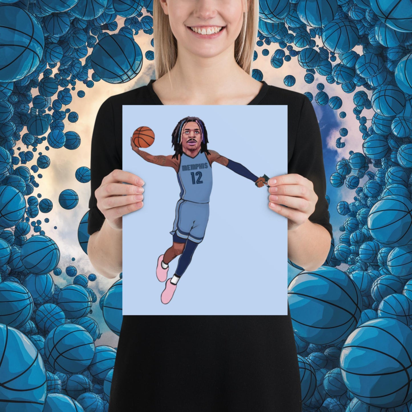 Ja Morant Gun Suspension Memphis Grizzlies NBA Poster 11″×14″ Posters Basketball Ja Morant Memphis Grizzlies NBA Next Cult Brand