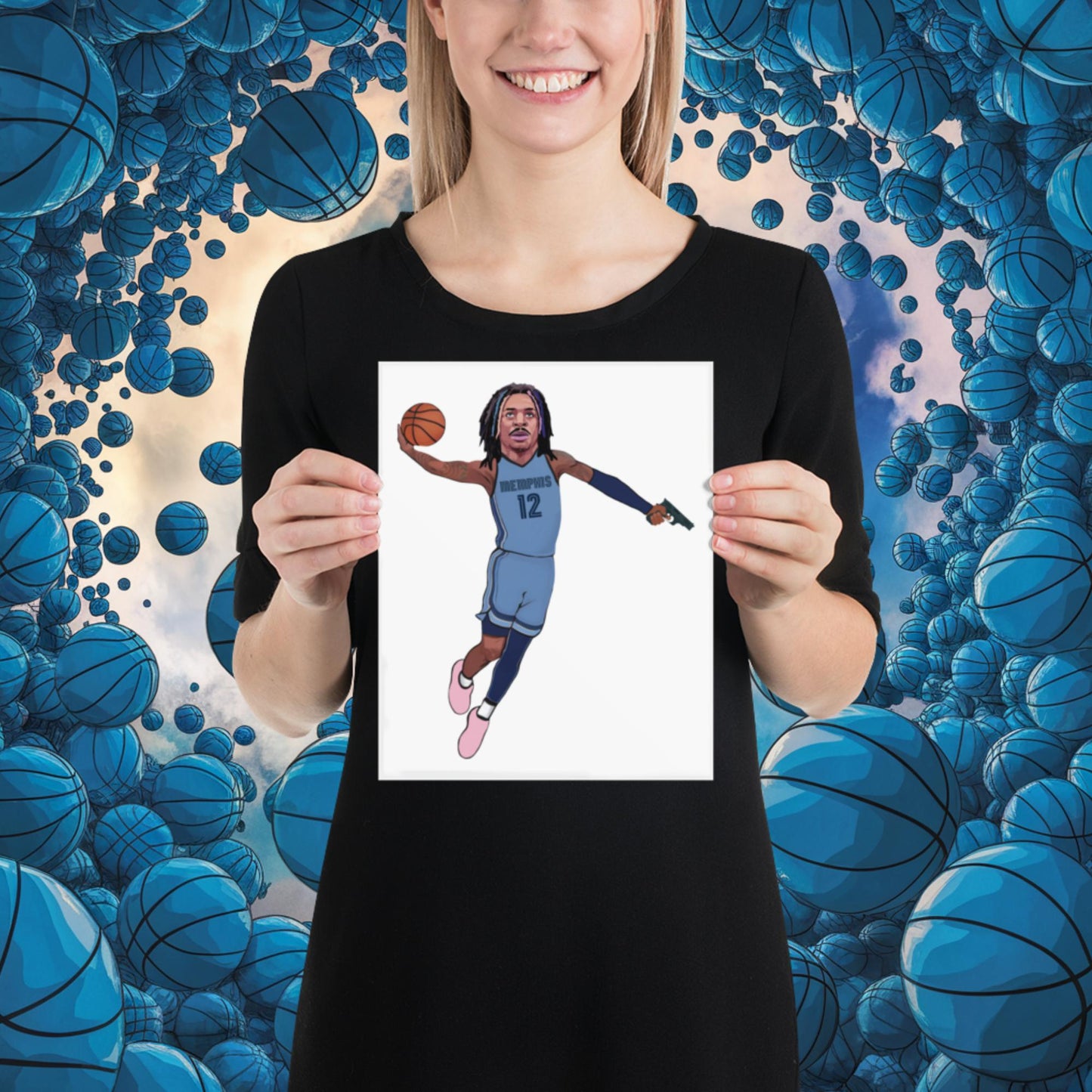 Ja Morant Gun Suspension Memphis Grizzlies NBA Poster 8″×10″ Posters Basketball Ja Morant Memphis Grizzlies NBA Next Cult Brand
