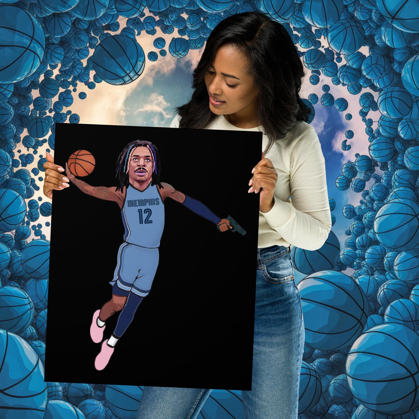 Ja Morant Gun Suspension Memphis Grizzlies NBA Poster 16″×20″ Posters Basketball Ja Morant Memphis Grizzlies NBA Next Cult Brand