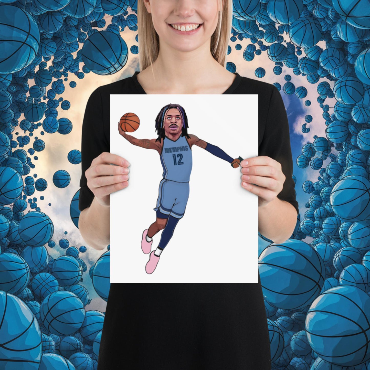 Ja Morant Gun Suspension Memphis Grizzlies NBA Poster 11″×14″ Posters Basketball Ja Morant Memphis Grizzlies NBA Next Cult Brand