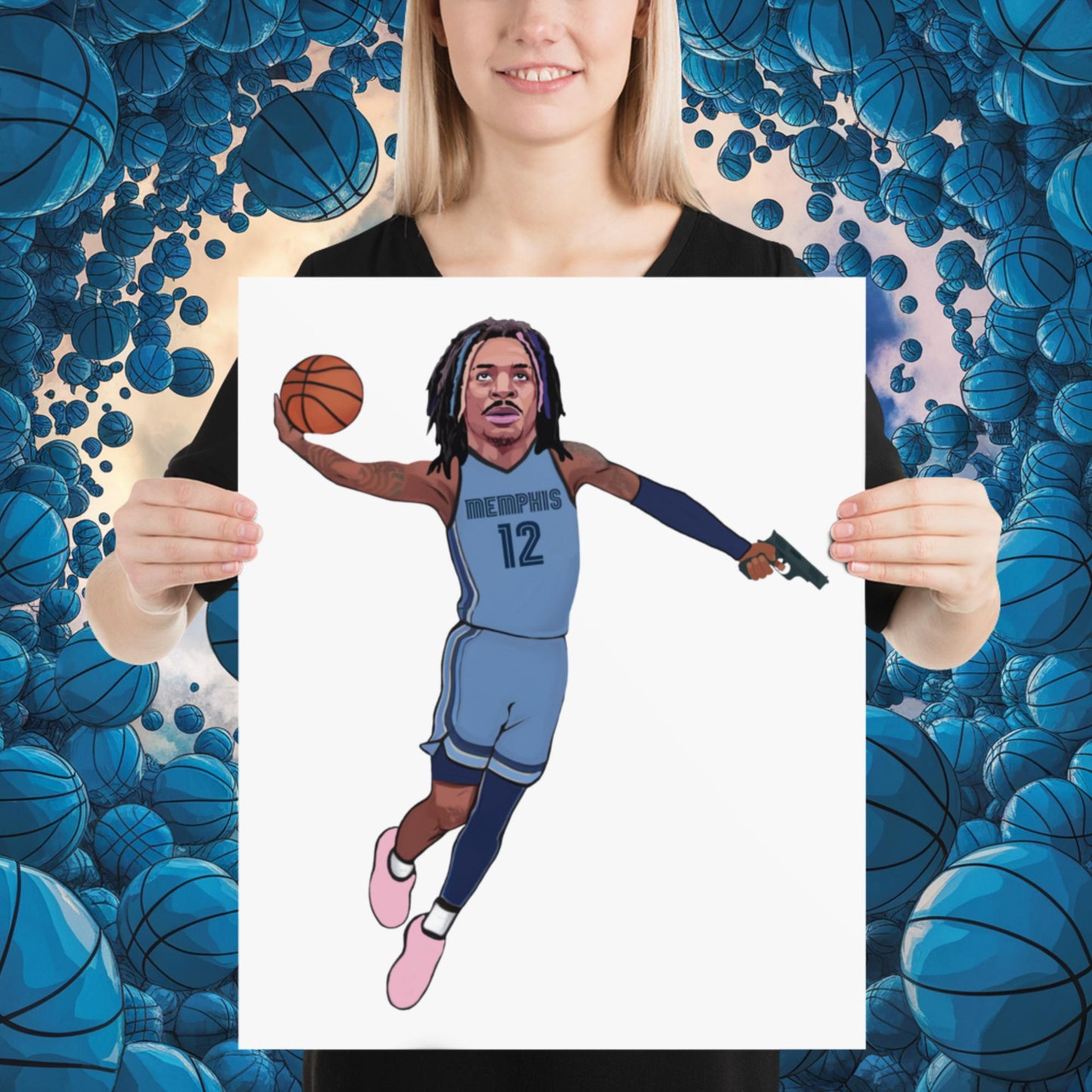 Ja Morant Gun Suspension Memphis Grizzlies NBA Poster 16″×20″ Posters Basketball Ja Morant Memphis Grizzlies NBA Next Cult Brand