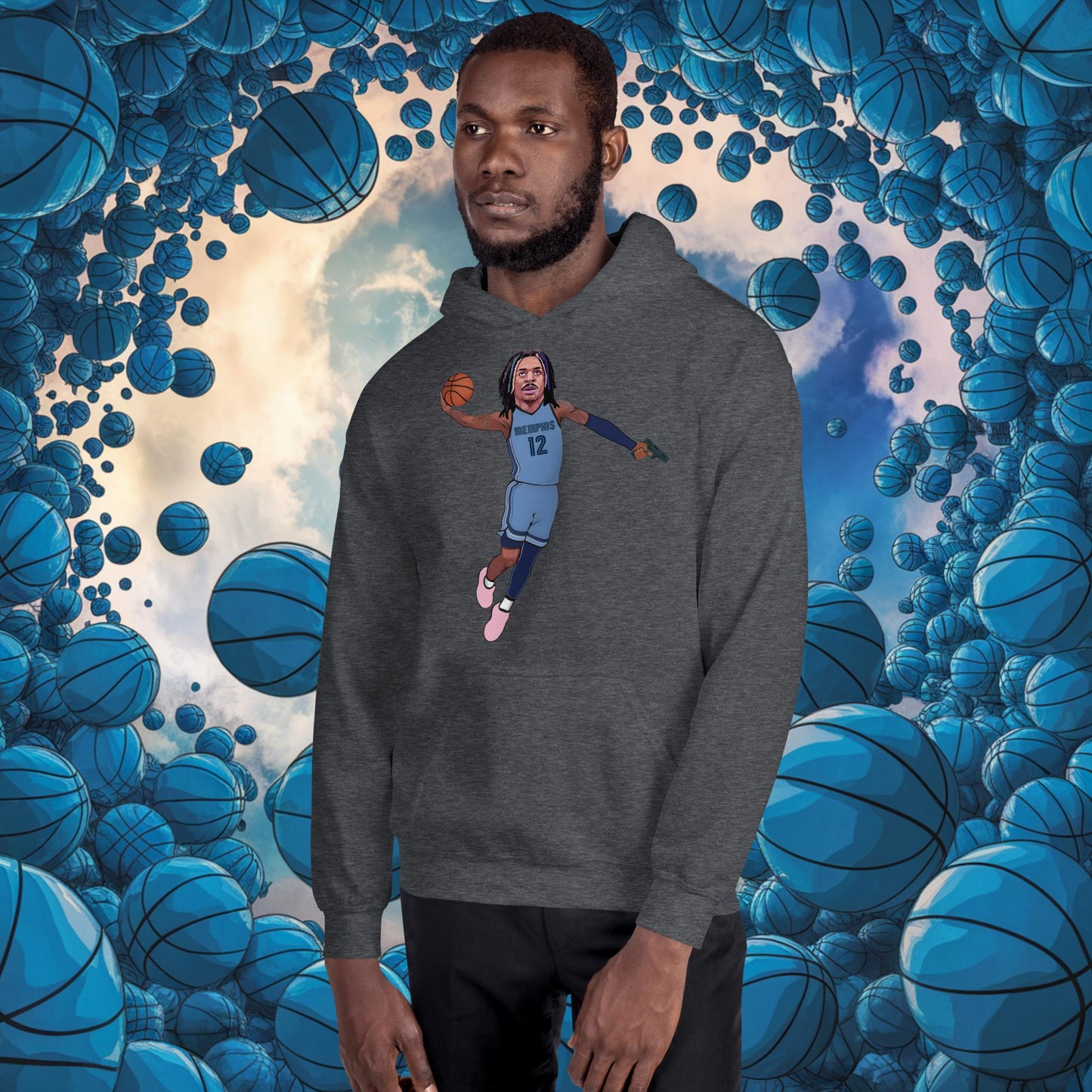 Ja Morant Gun Suspension Memphis Grizzlies NBA Unisex Hoodie Dark Heather Hoodies Basketball Ja Morant Memphis Grizzlies NBA Next Cult Brand