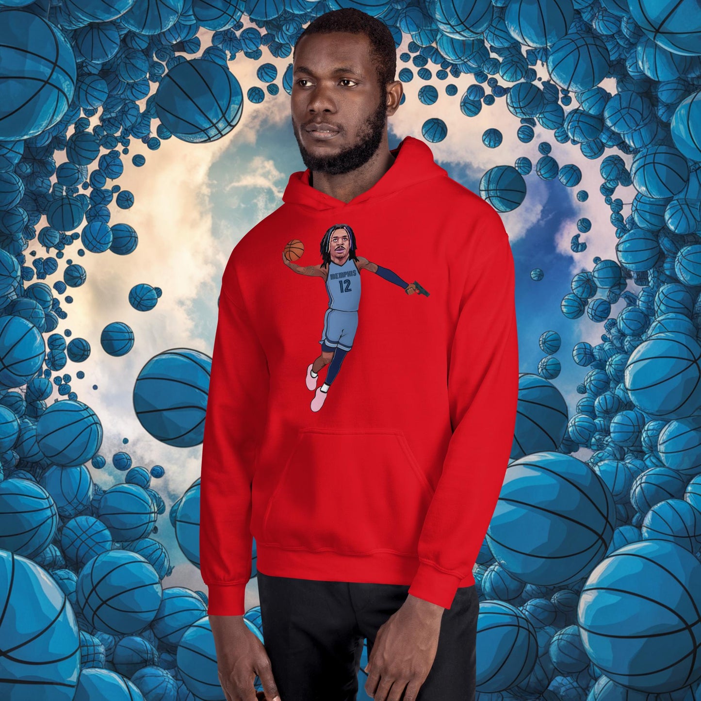 Ja Morant Gun Suspension Memphis Grizzlies NBA Unisex Hoodie Red Hoodies Basketball Ja Morant Memphis Grizzlies NBA Next Cult Brand