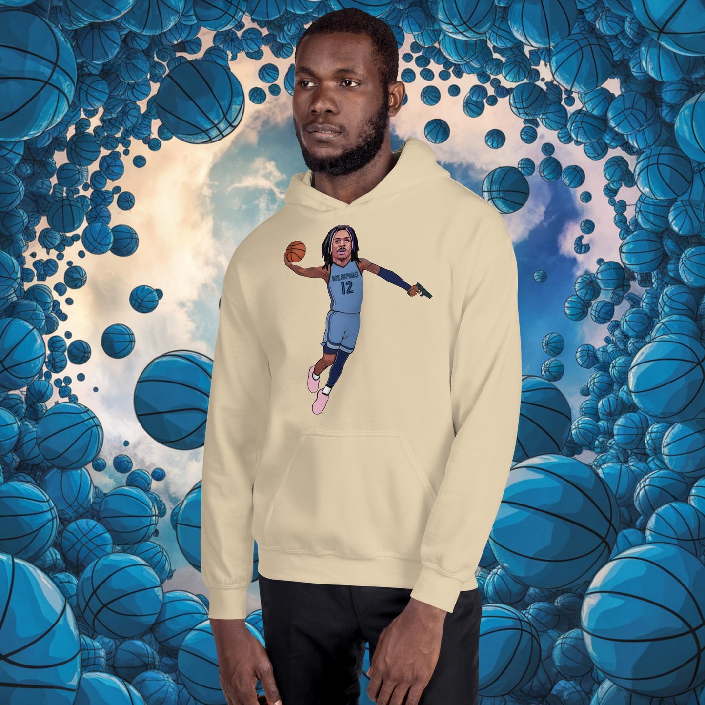 Ja Morant Gun Suspension Memphis Grizzlies NBA Unisex Hoodie Sand Hoodies Basketball Ja Morant Memphis Grizzlies NBA Next Cult Brand