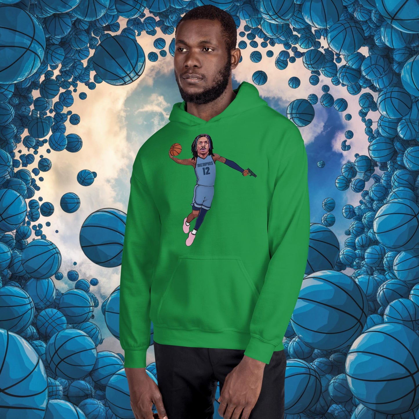 Ja Morant Gun Suspension Memphis Grizzlies NBA Unisex Hoodie Irish Green Hoodies Basketball Ja Morant Memphis Grizzlies NBA Next Cult Brand