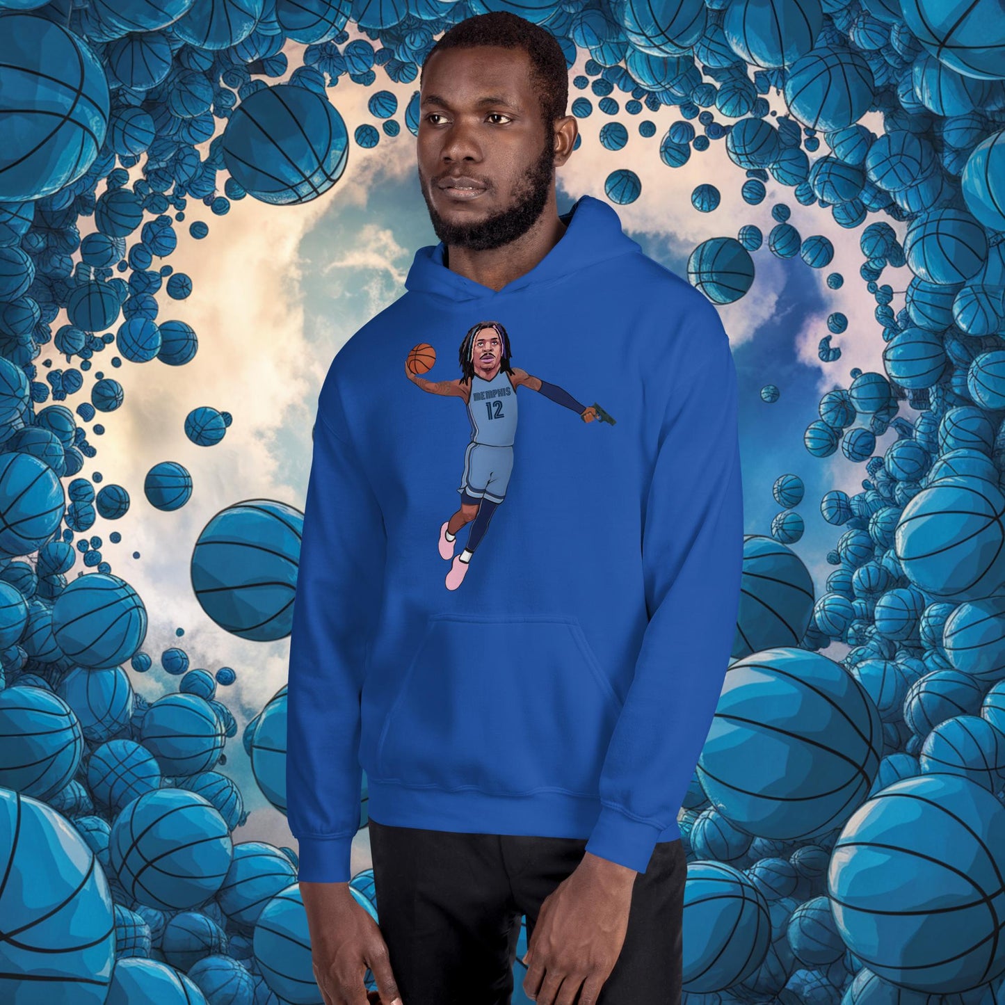 Ja Morant Gun Suspension Memphis Grizzlies NBA Unisex Hoodie Royal Hoodies Basketball Ja Morant Memphis Grizzlies NBA Next Cult Brand