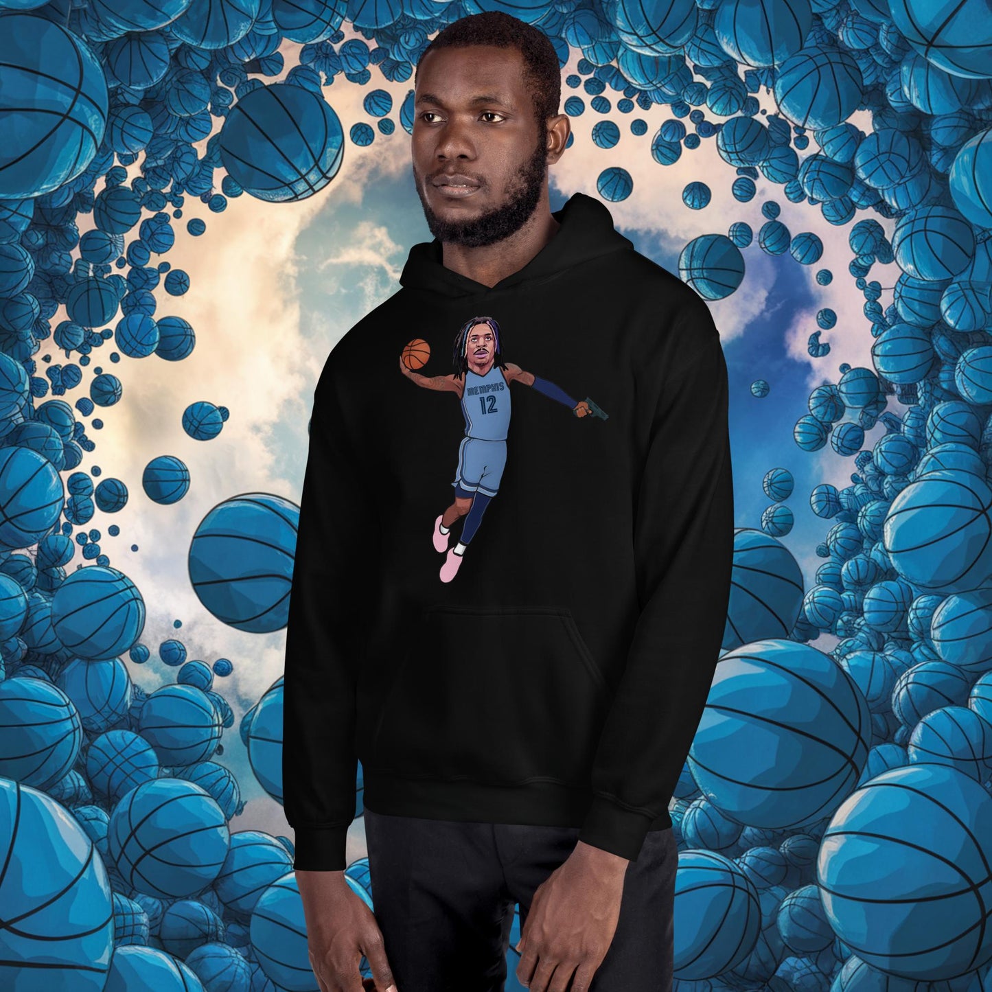 Ja Morant Gun Suspension Memphis Grizzlies NBA Unisex Hoodie Black Hoodies Basketball Ja Morant Memphis Grizzlies NBA Next Cult Brand
