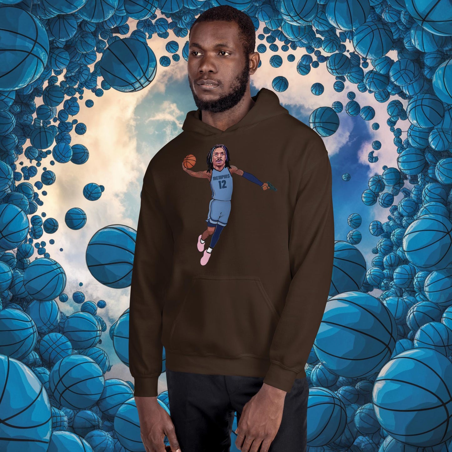 Ja Morant Gun Suspension Memphis Grizzlies NBA Unisex Hoodie Dark Chocolate Hoodies Basketball Ja Morant Memphis Grizzlies NBA Next Cult Brand