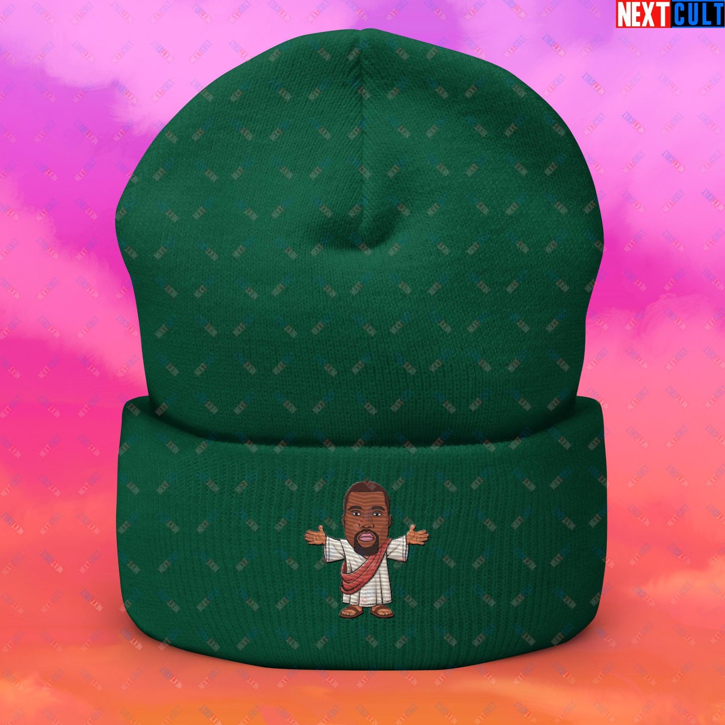 Jesus Kanye West Yeezianity Ye Funny Hip Hop Cuffed Beanie Spruce Hats Kanye West Music Next Cult Brand