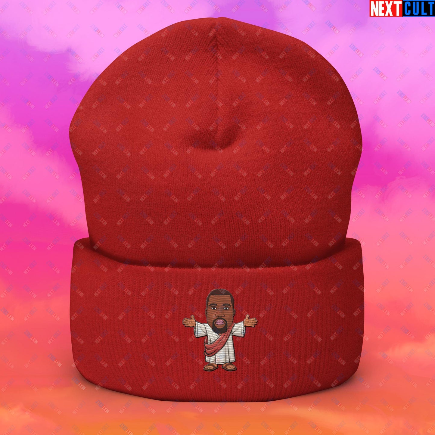 Jesus Kanye West Yeezianity Ye Funny Hip Hop Cuffed Beanie Red Hats Kanye West Music Next Cult Brand