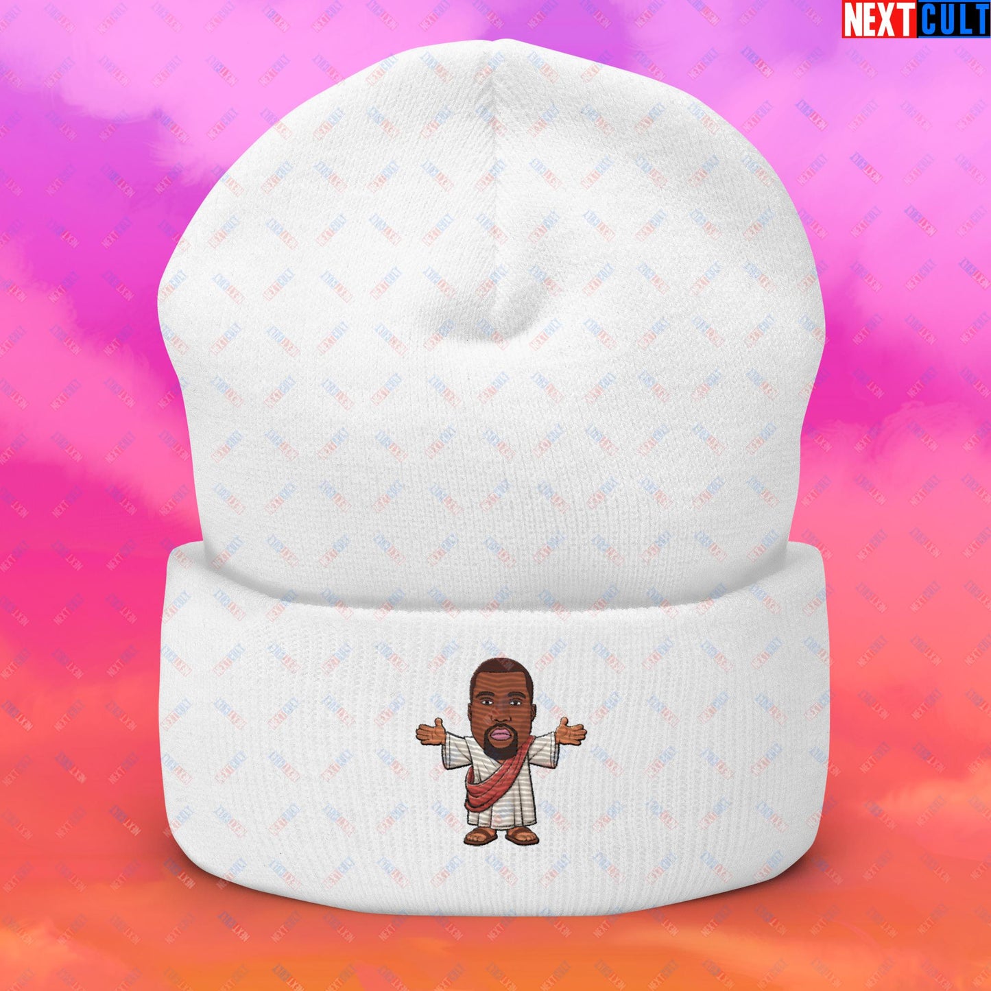 Jesus Kanye West Yeezianity Ye Funny Hip Hop Cuffed Beanie White Hats Kanye West Music Next Cult Brand