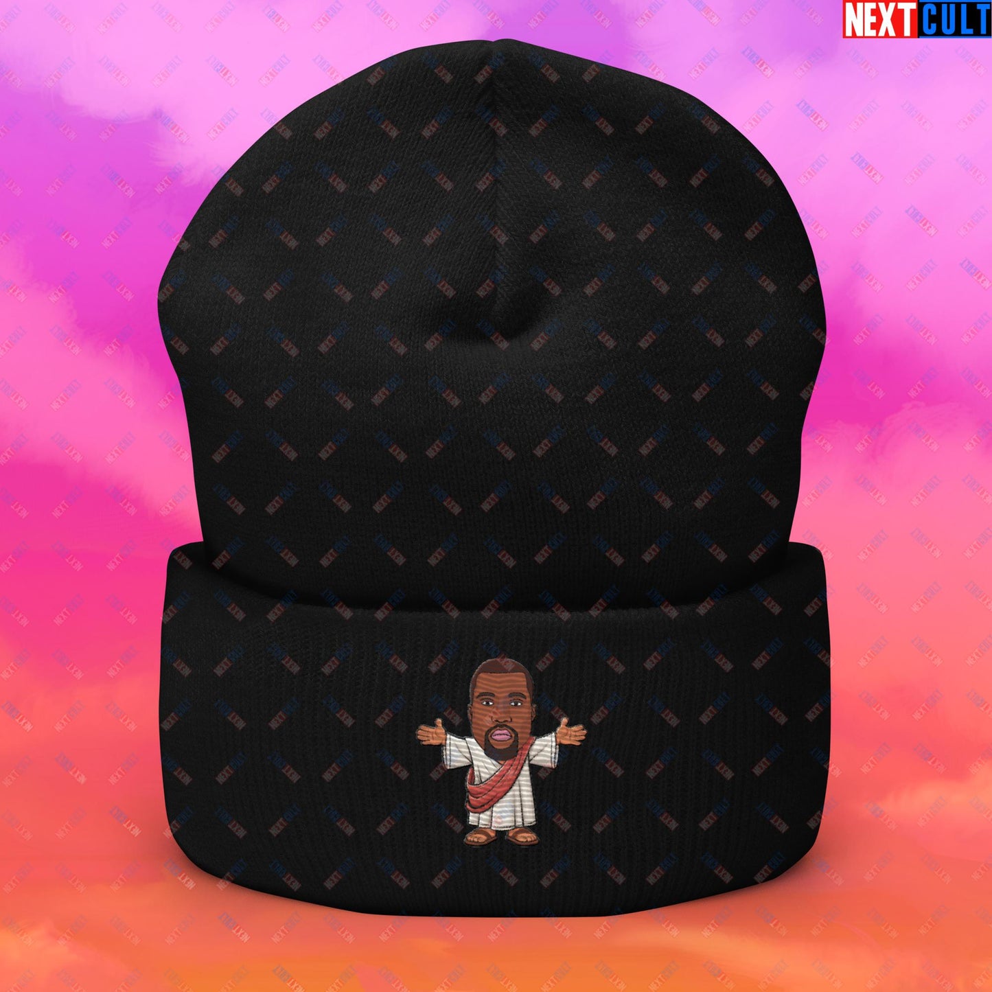 Jesus Kanye West Yeezianity Ye Funny Hip Hop Cuffed Beanie Black Hats Kanye West Music Next Cult Brand