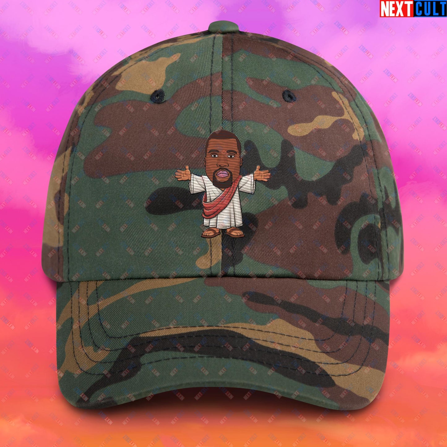 Jesus Kanye West Yeezianity Ye Funny Hip Hop Dad hat Green Camo Hats Kanye West Music Next Cult Brand