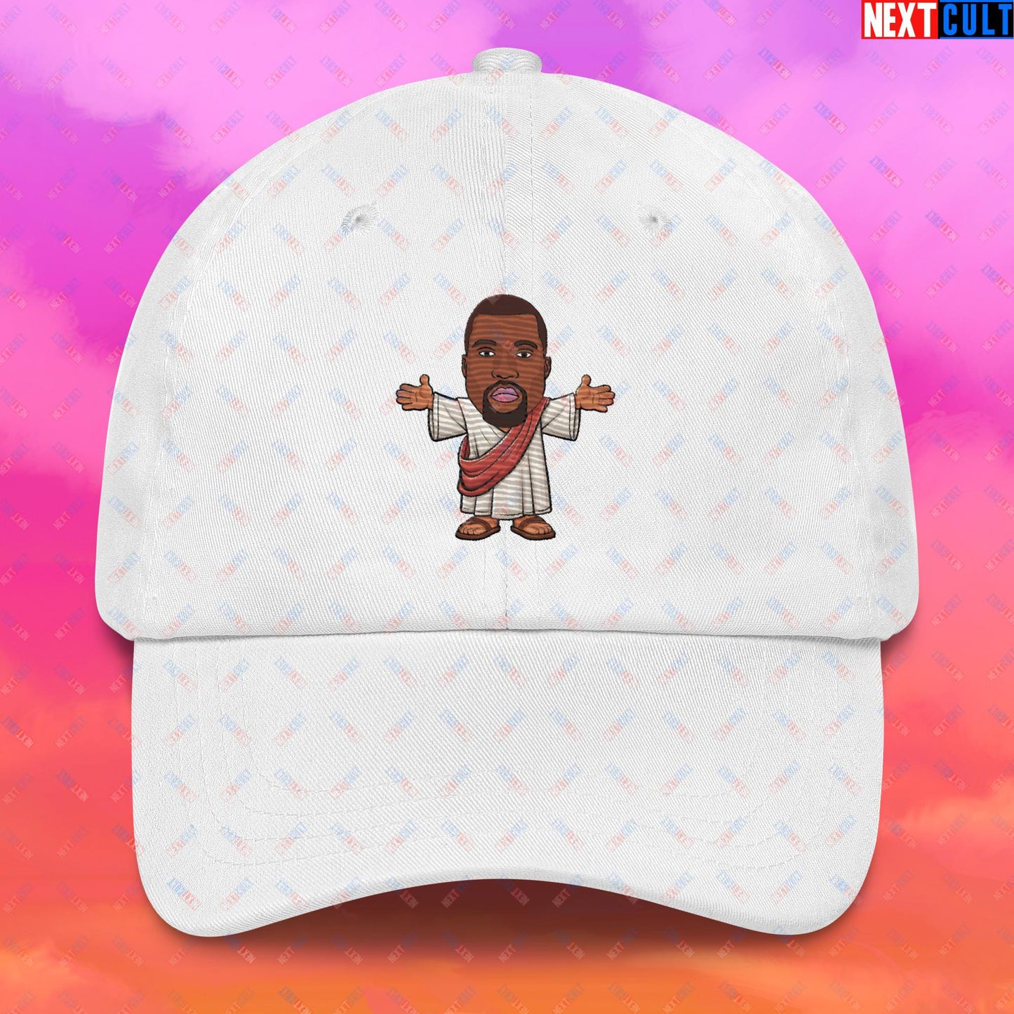 Jesus Kanye West Yeezianity Ye Funny Hip Hop Dad hat White Hats Kanye West Music Next Cult Brand