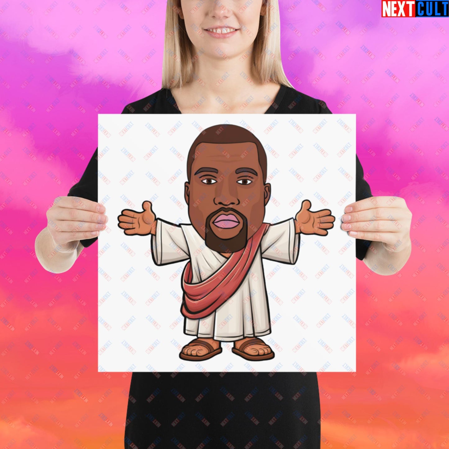 Jesus Kanye West Yeezianity Ye Funny Hip Hop Poster 16″×16″ Posters Kanye West Music Next Cult Brand