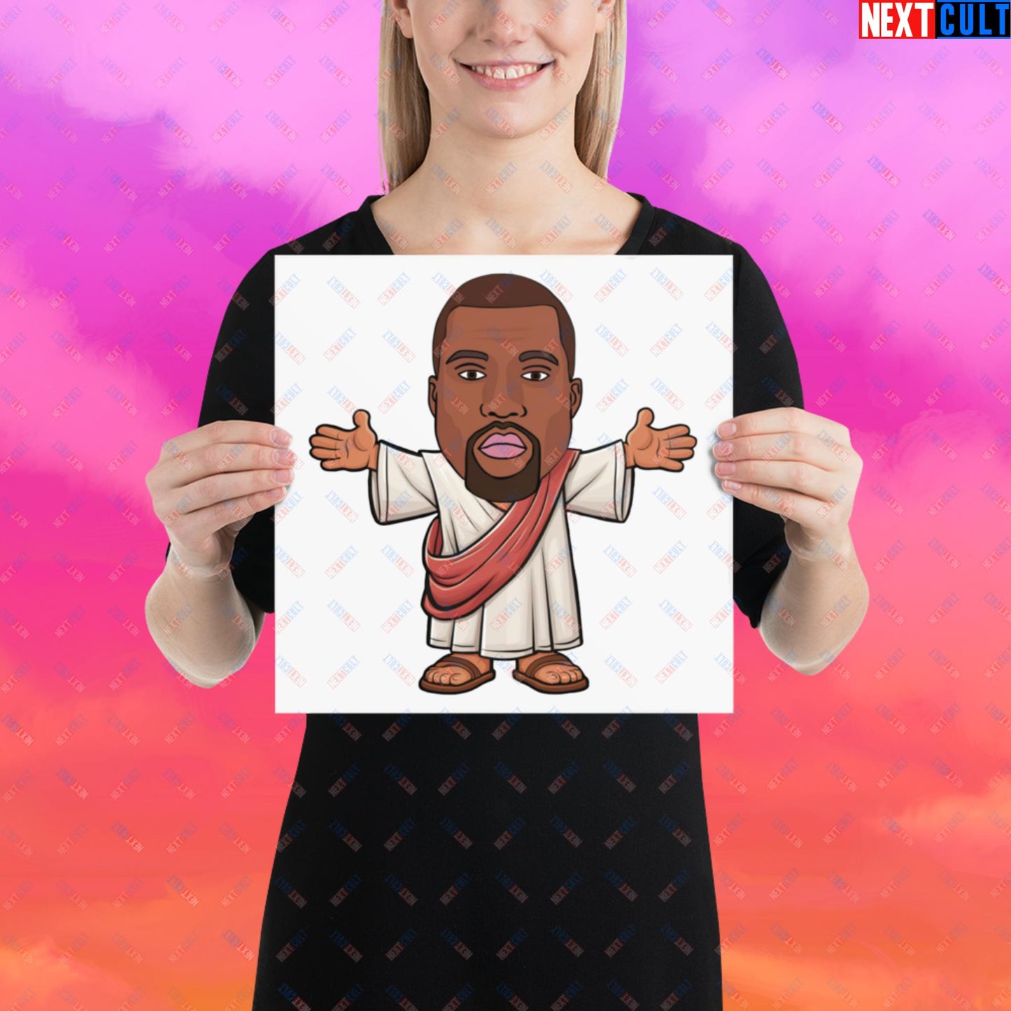 Jesus Kanye West Yeezianity Ye Funny Hip Hop Poster 12″×12″ Posters Kanye West Music Next Cult Brand