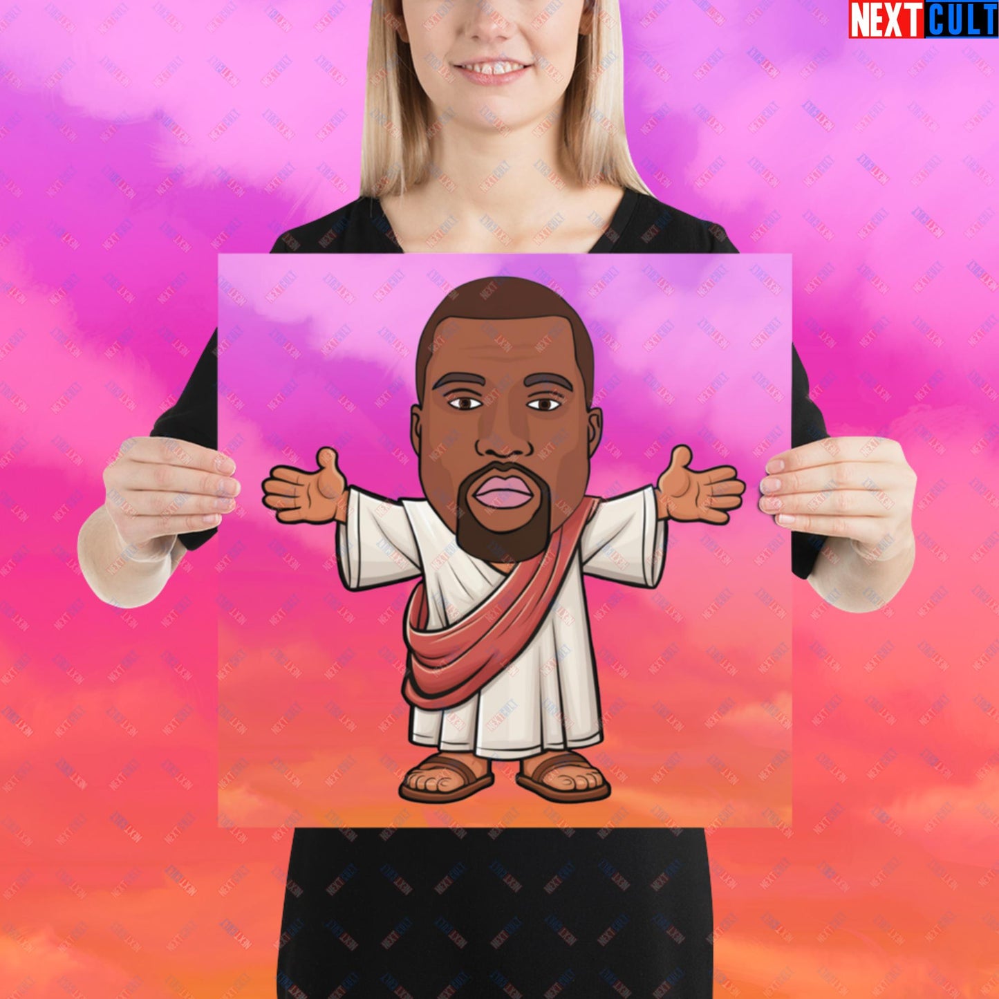 Jesus Kanye West Yeezianity Ye Funny Hip Hop Poster 16″×16″ Posters Kanye West Music Next Cult Brand